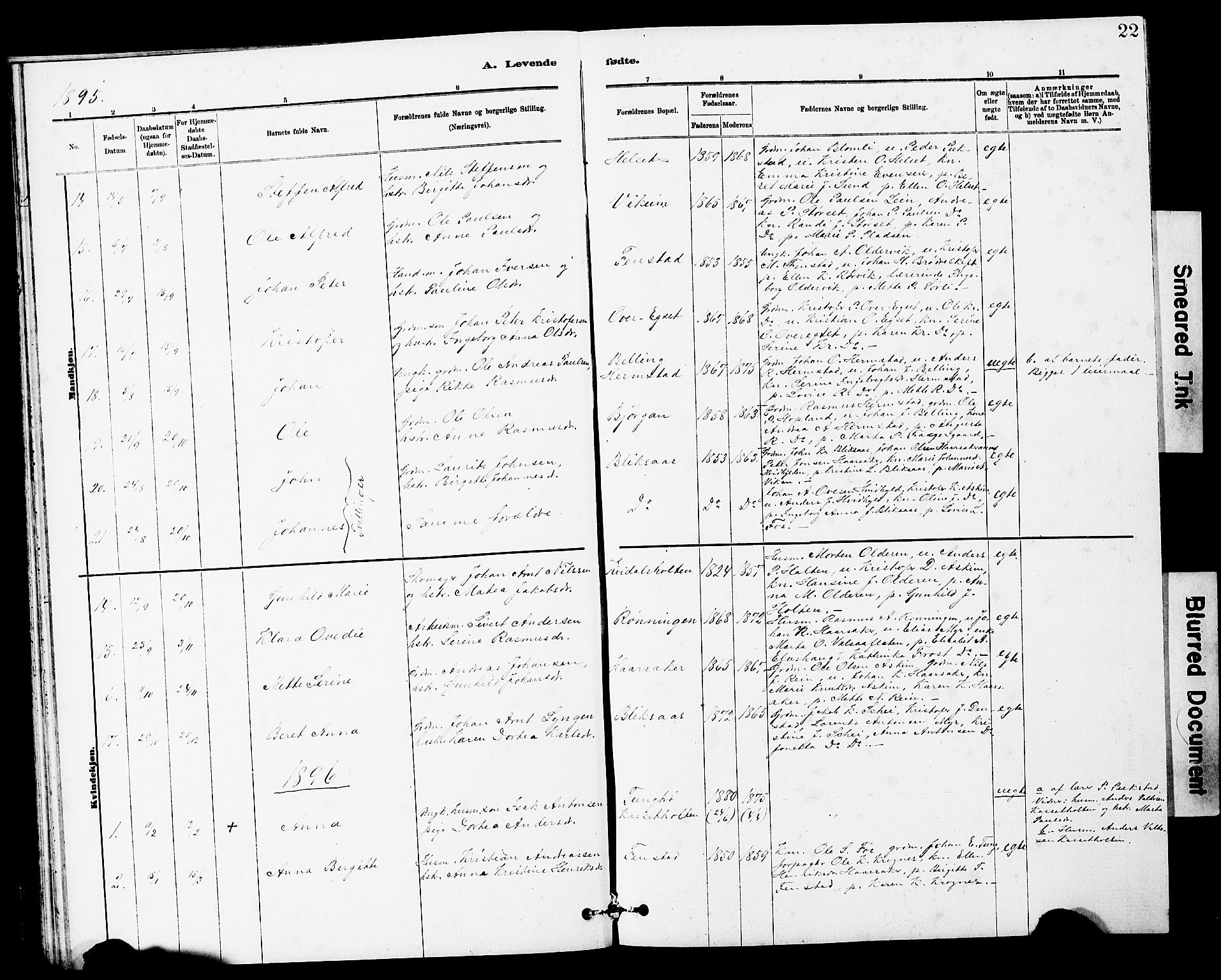 Ministerialprotokoller, klokkerbøker og fødselsregistre - Sør-Trøndelag, SAT/A-1456/646/L0628: Parish register (copy) no. 646C01, 1880-1903, p. 22