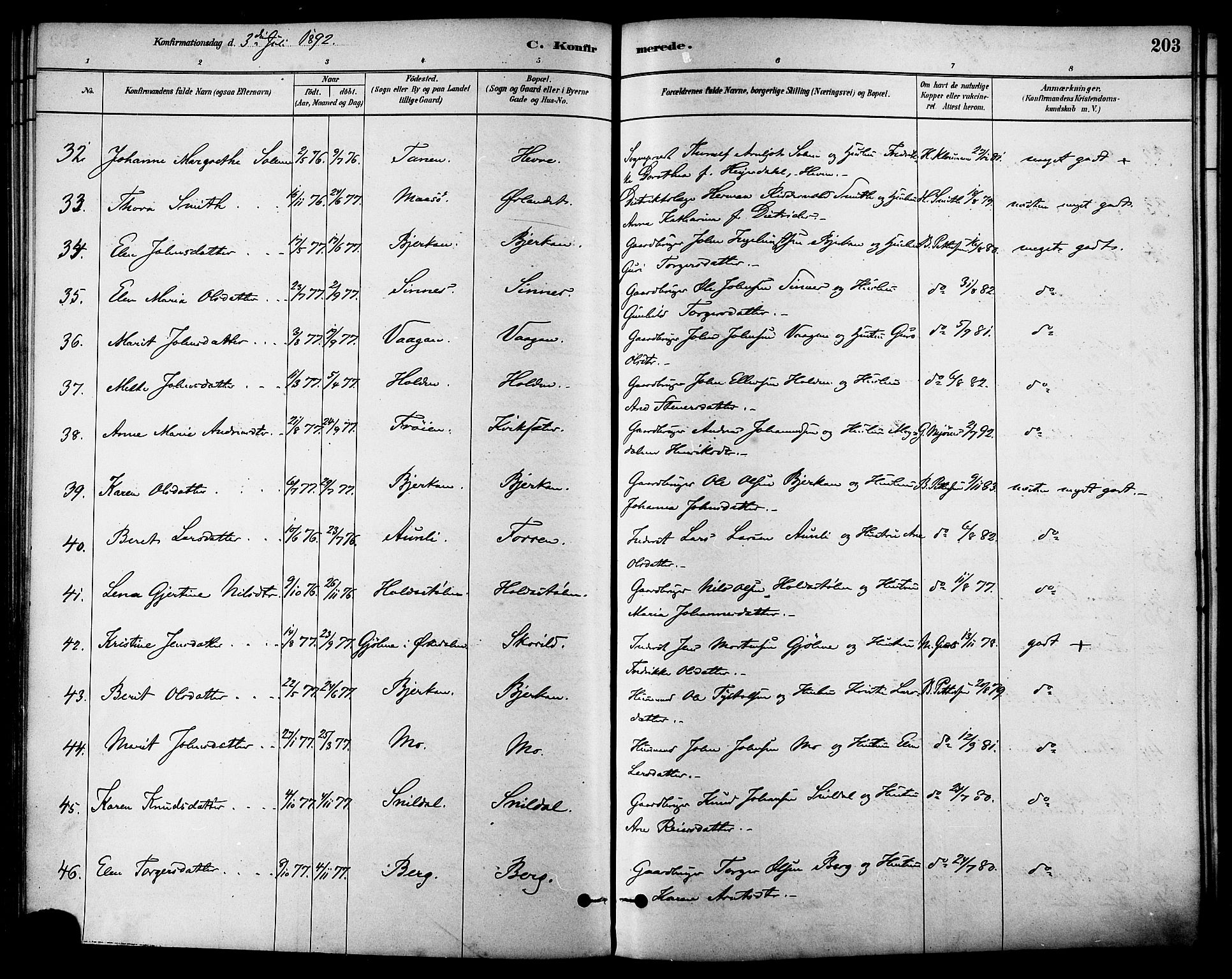 Ministerialprotokoller, klokkerbøker og fødselsregistre - Sør-Trøndelag, AV/SAT-A-1456/630/L0496: Parish register (official) no. 630A09, 1879-1895, p. 203