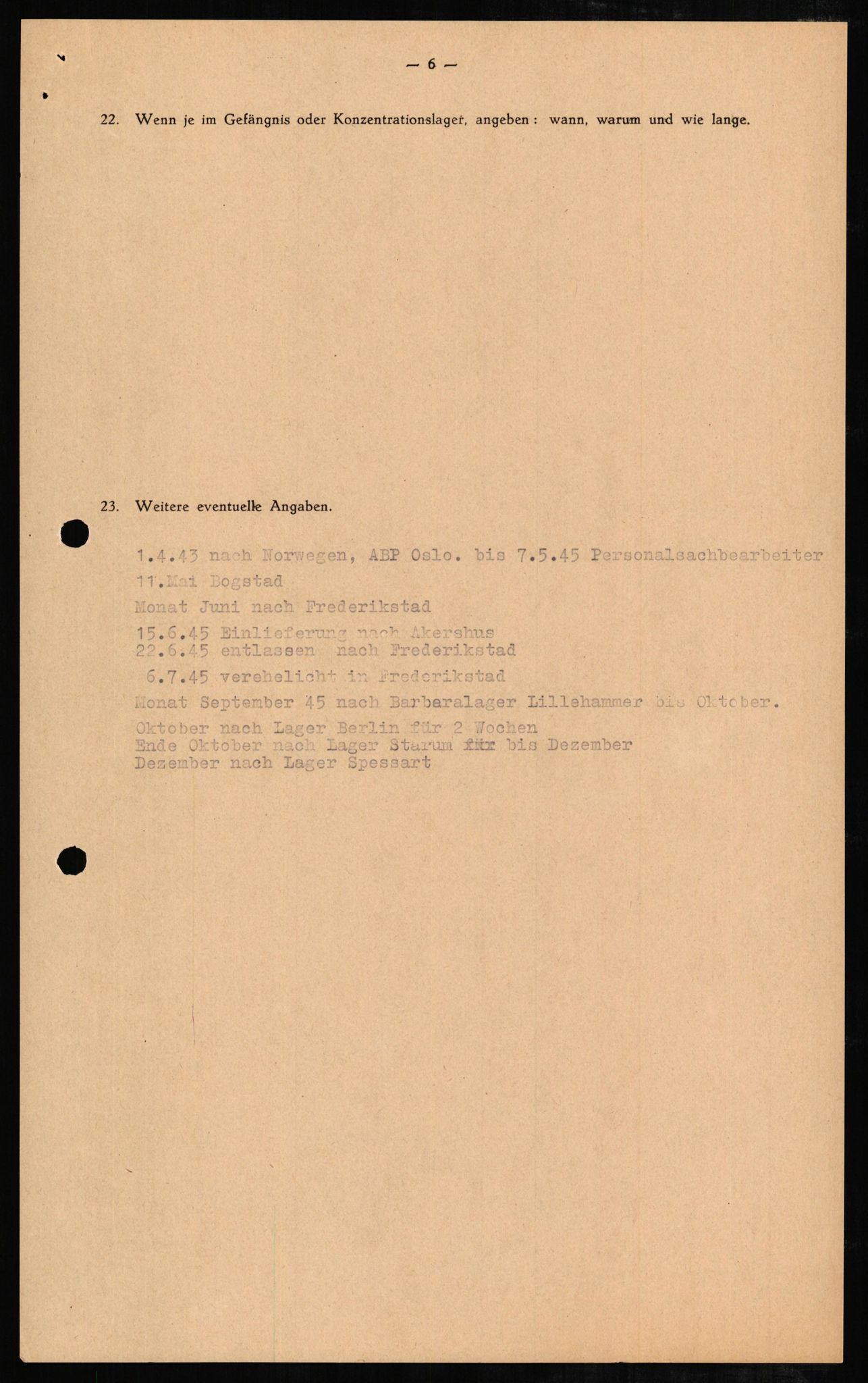 Forsvaret, Forsvarets overkommando II, RA/RAFA-3915/D/Db/L0005: CI Questionaires. Tyske okkupasjonsstyrker i Norge. Tyskere., 1945-1946, p. 206