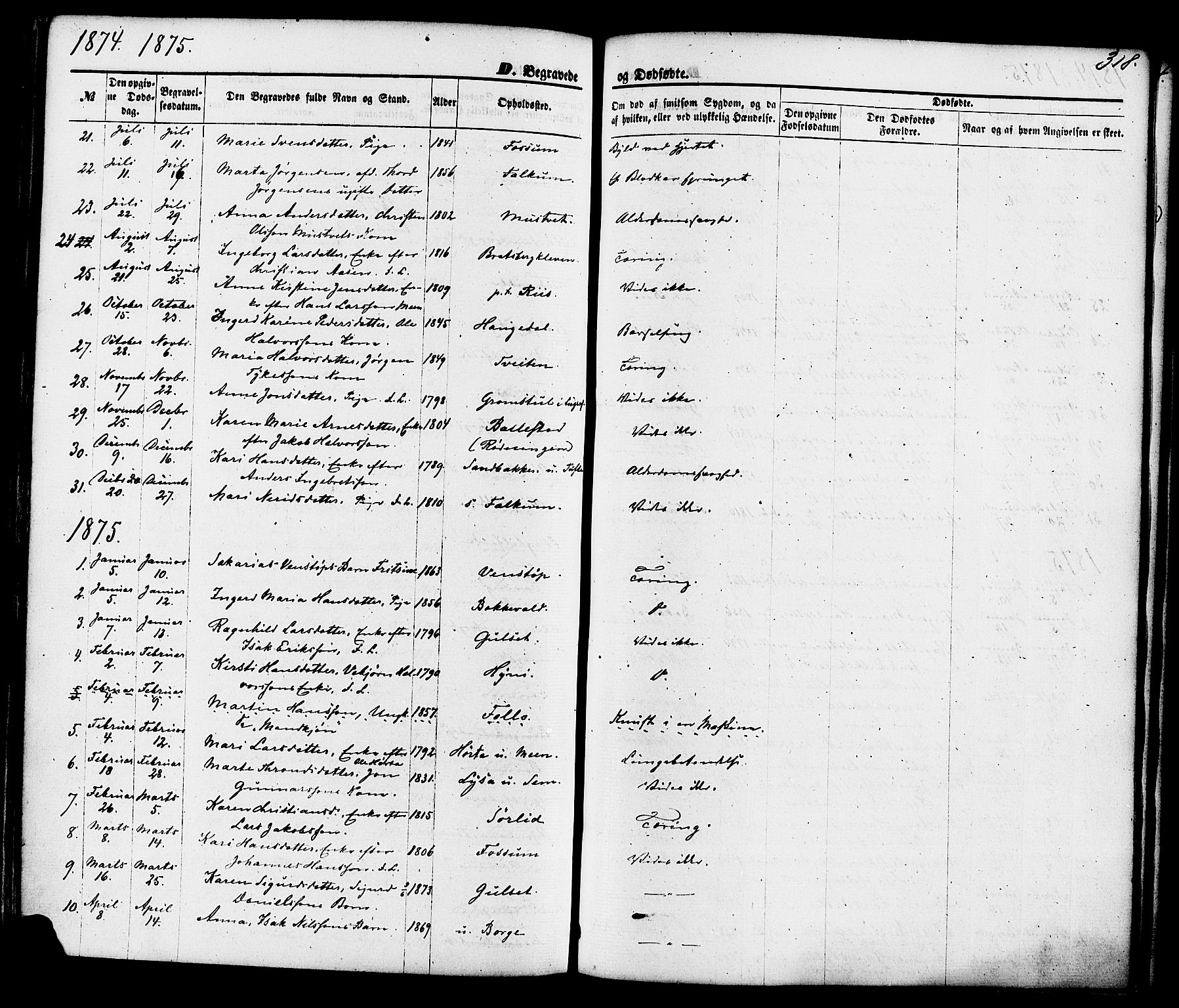 Gjerpen kirkebøker, SAKO/A-265/F/Fa/L0009: Parish register (official) no. I 9, 1872-1885, p. 318