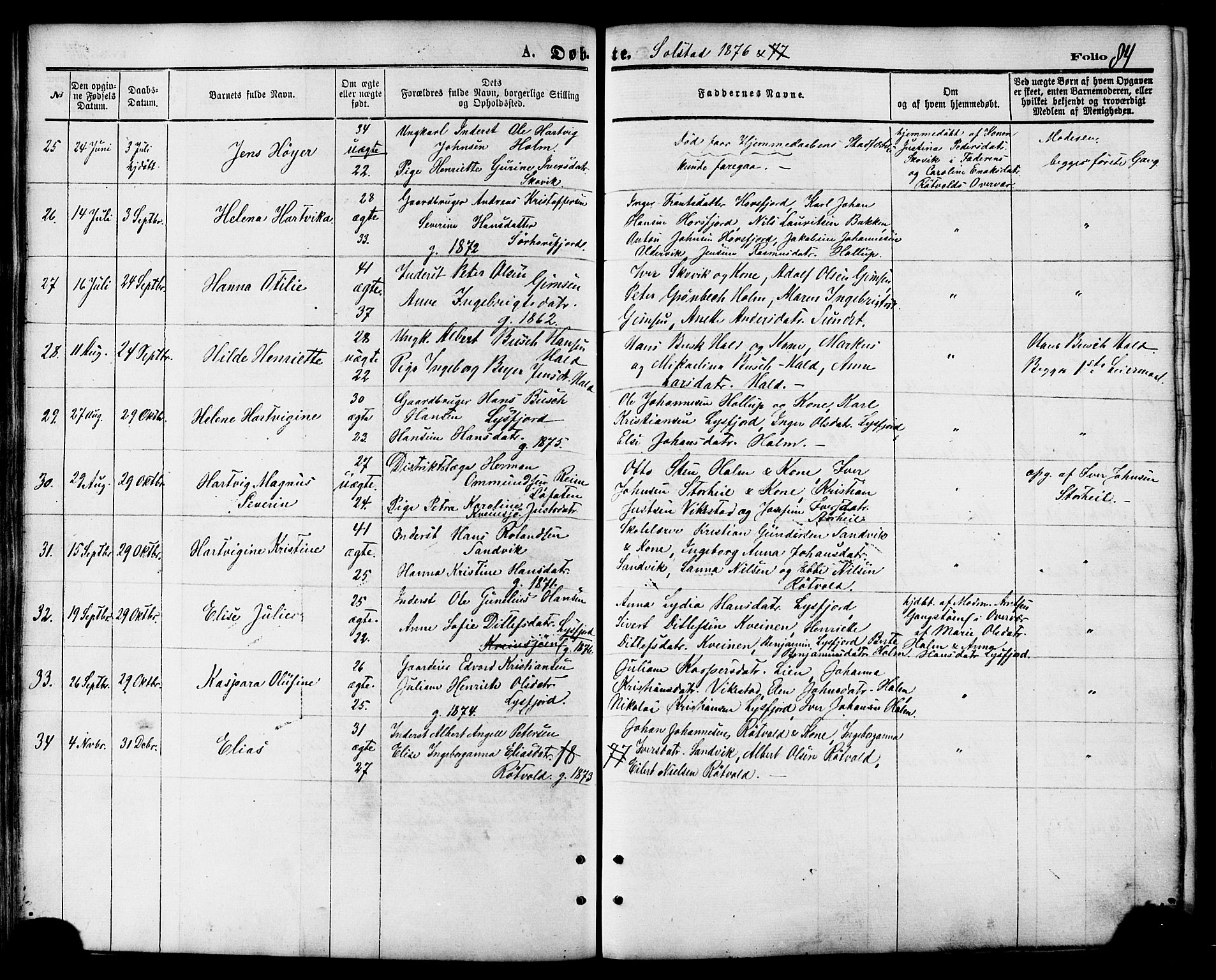 Ministerialprotokoller, klokkerbøker og fødselsregistre - Nordland, AV/SAT-A-1459/810/L0149: Parish register (official) no. 810A09 /2, 1874-1884, p. 84