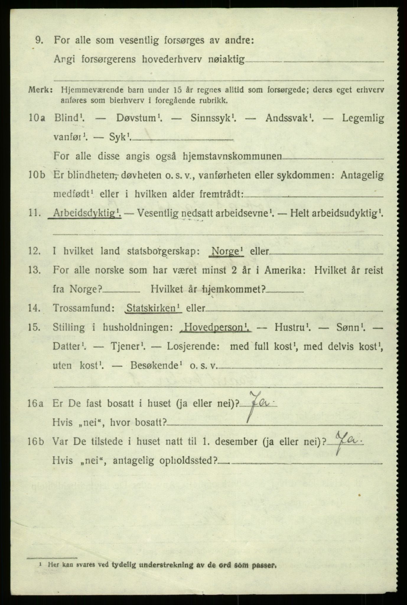 SAB, 1920 census for Kinsarvik, 1920, p. 3155