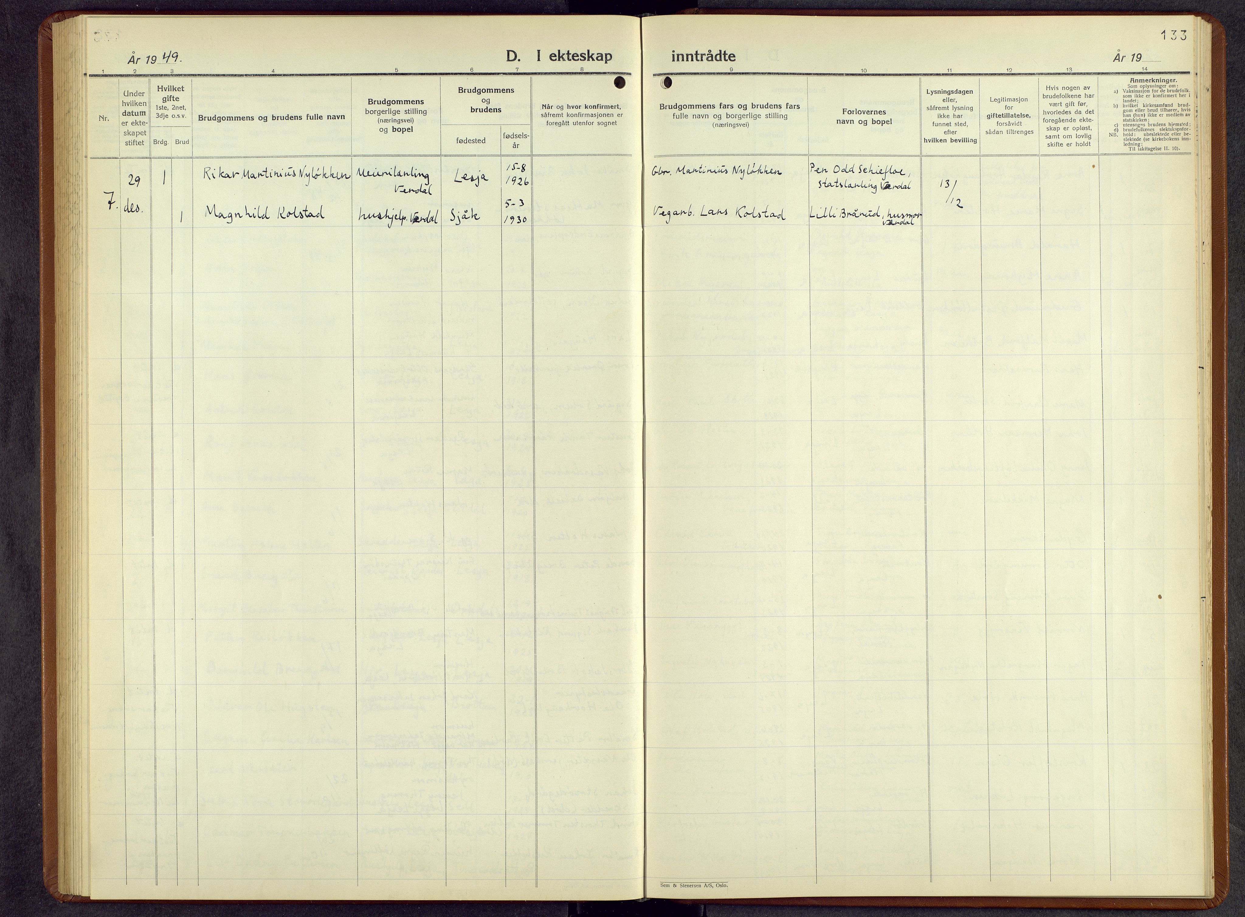 Lesja prestekontor, SAH/PREST-068/H/Ha/Hab/L0010: Parish register (copy) no. 10, 1925-1960, p. 133