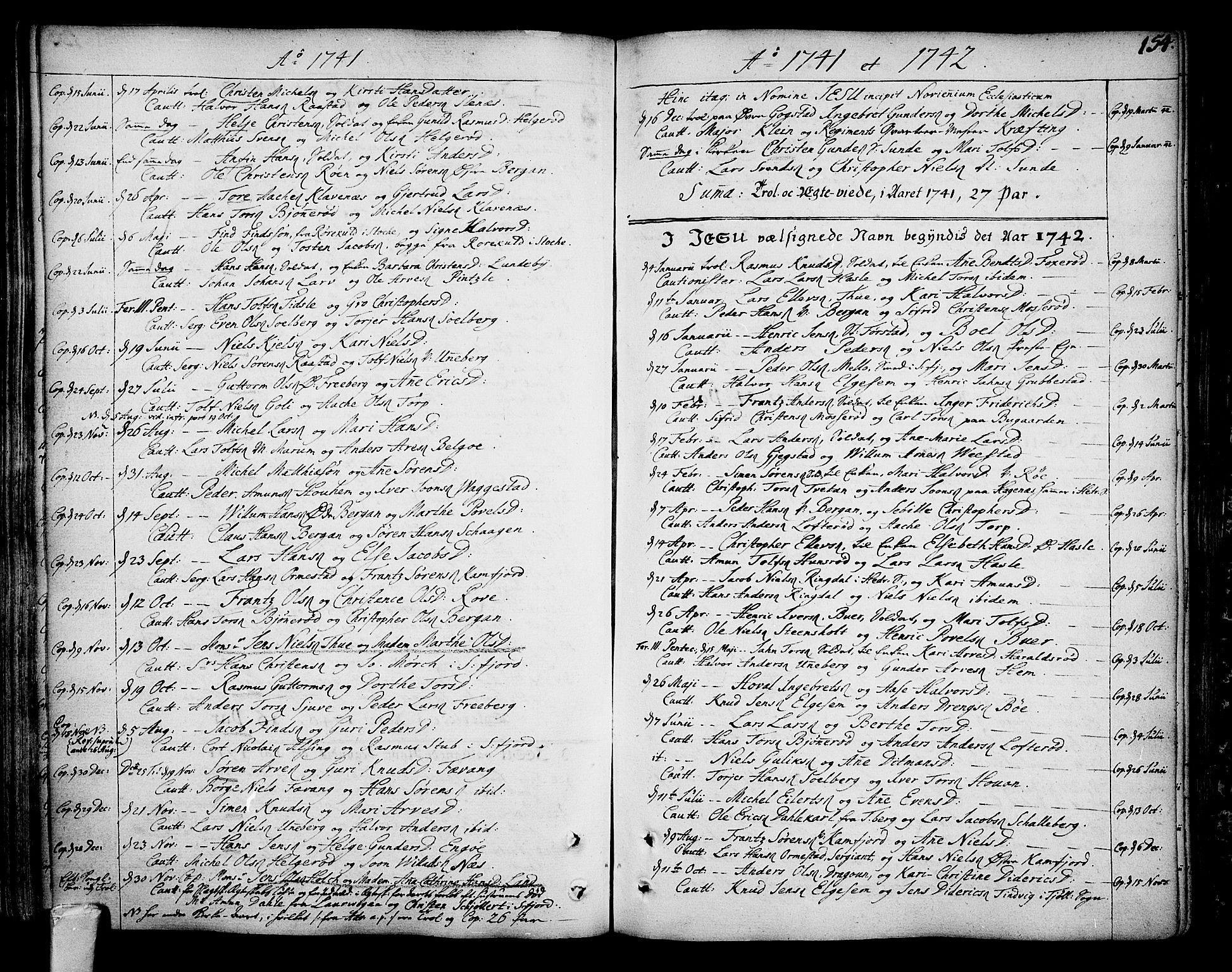 Sandar kirkebøker, SAKO/A-243/F/Fa/L0002: Parish register (official) no. 2, 1733-1788, p. 154