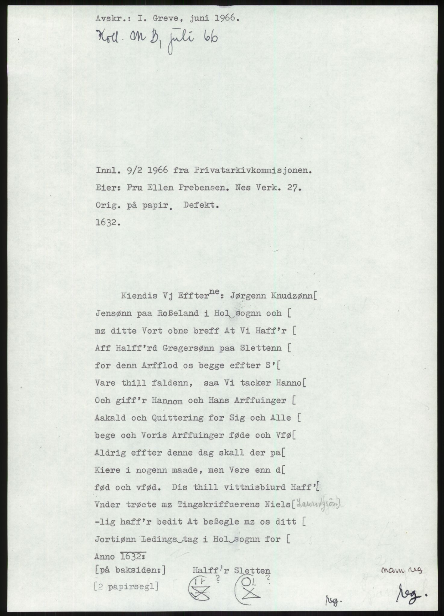 Samlinger til kildeutgivelse, Diplomavskriftsamlingen, AV/RA-EA-4053/H/Ha, p. 174