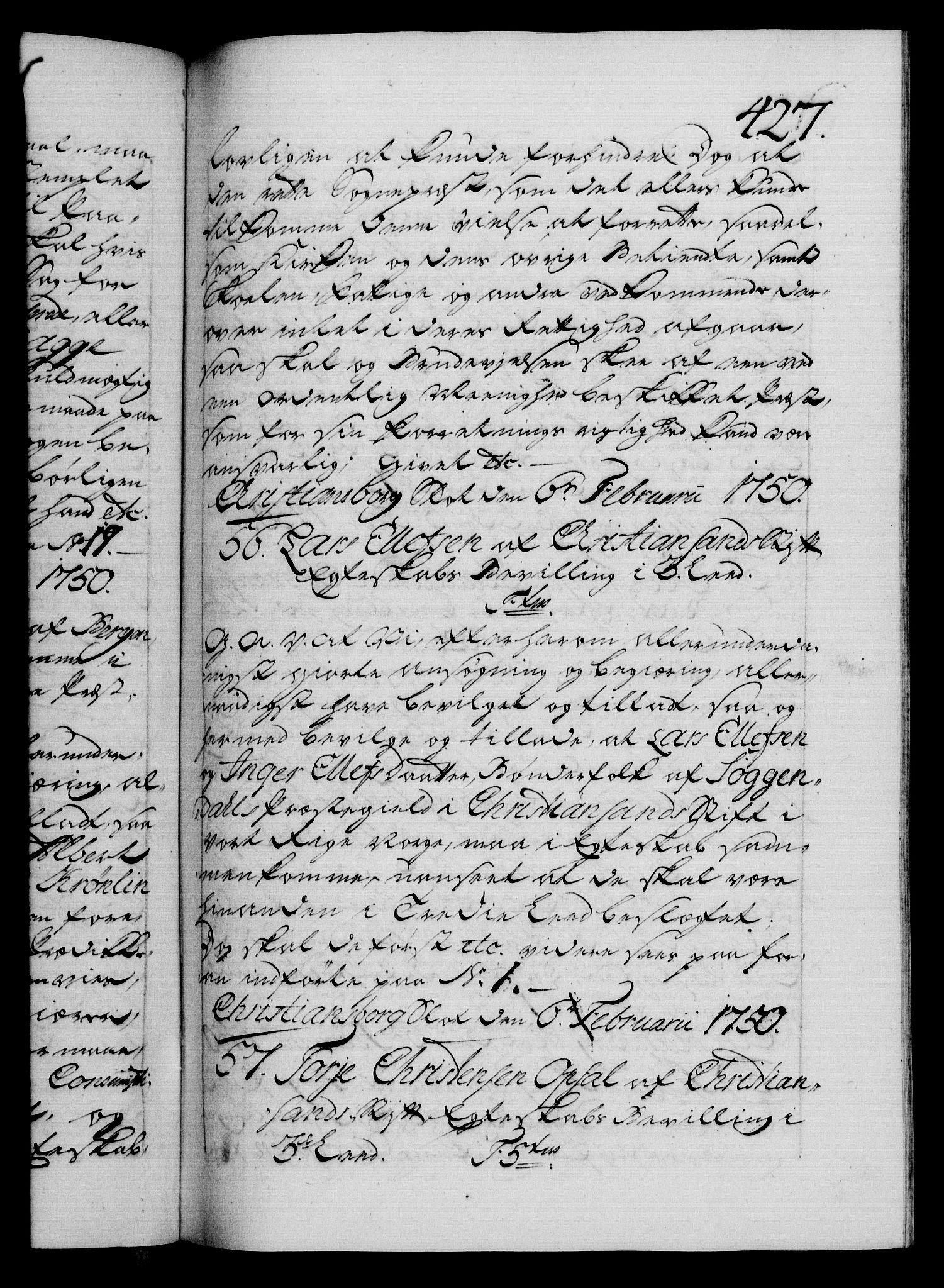 Danske Kanselli 1572-1799, AV/RA-EA-3023/F/Fc/Fca/Fcaa/L0036: Norske registre, 1749-1750, p. 427a