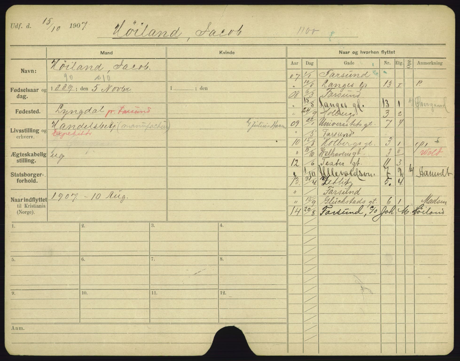 Oslo folkeregister, Registerkort, AV/SAO-A-11715/F/Fa/Fac/L0004: Menn, 1906-1914, p. 1128a