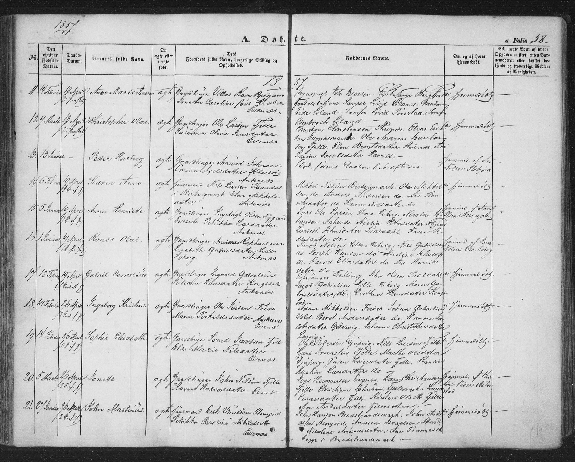 Ministerialprotokoller, klokkerbøker og fødselsregistre - Nordland, AV/SAT-A-1459/863/L0895: Parish register (official) no. 863A07, 1851-1860, p. 58