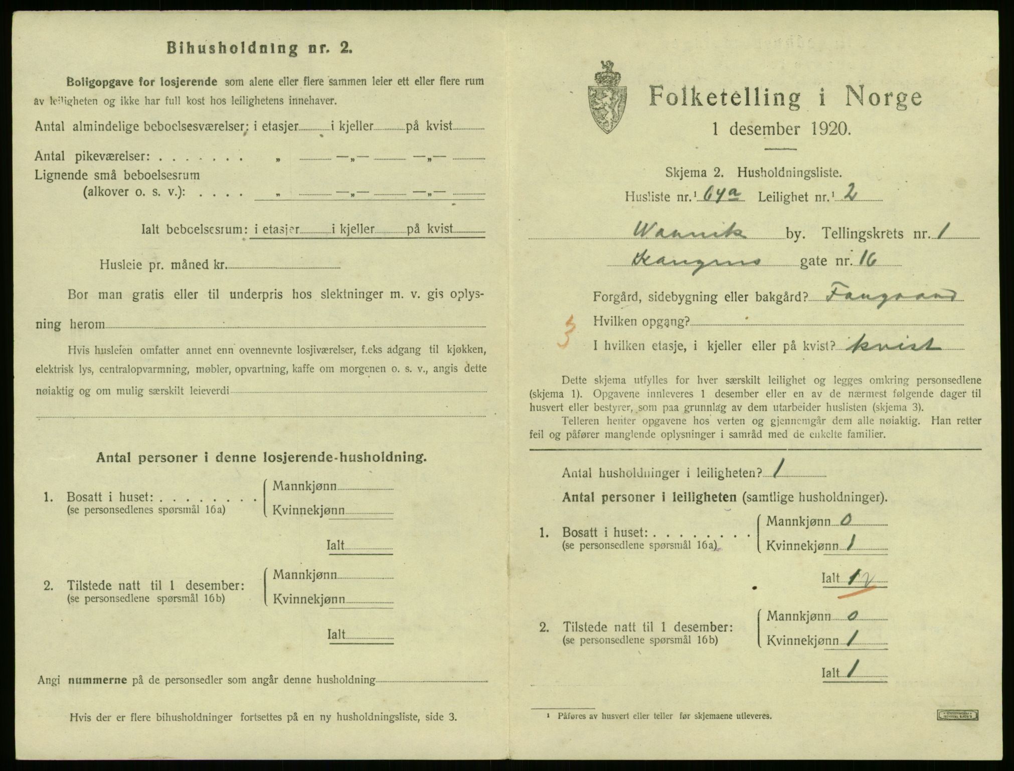 SAT, 1920 census for Narvik, 1920, p. 3976