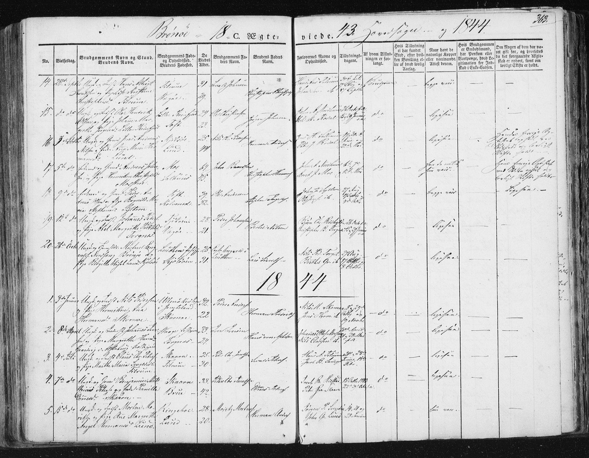 Ministerialprotokoller, klokkerbøker og fødselsregistre - Nordland, SAT/A-1459/813/L0198: Parish register (official) no. 813A08, 1834-1874, p. 363