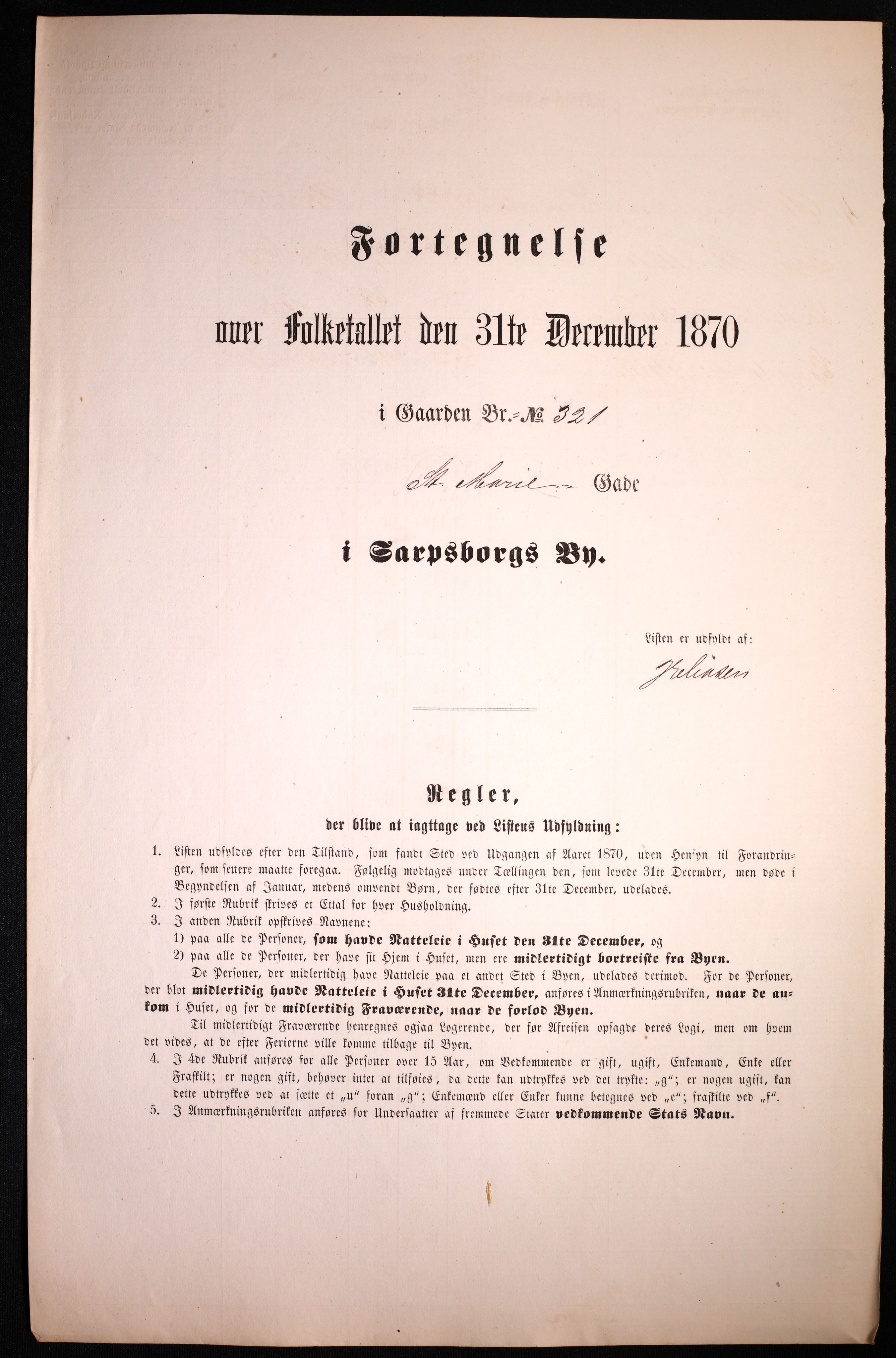 RA, 1870 census for 0102 Sarpsborg, 1870, p. 269