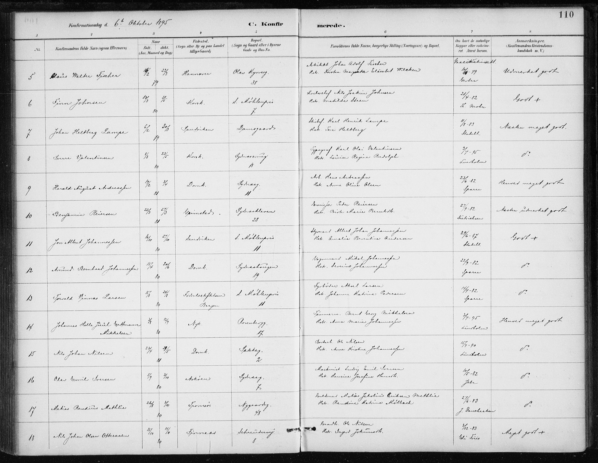 Johanneskirken sokneprestembete, AV/SAB-A-76001/H/Haa/L0008: Parish register (official) no. C 1, 1885-1907, p. 110