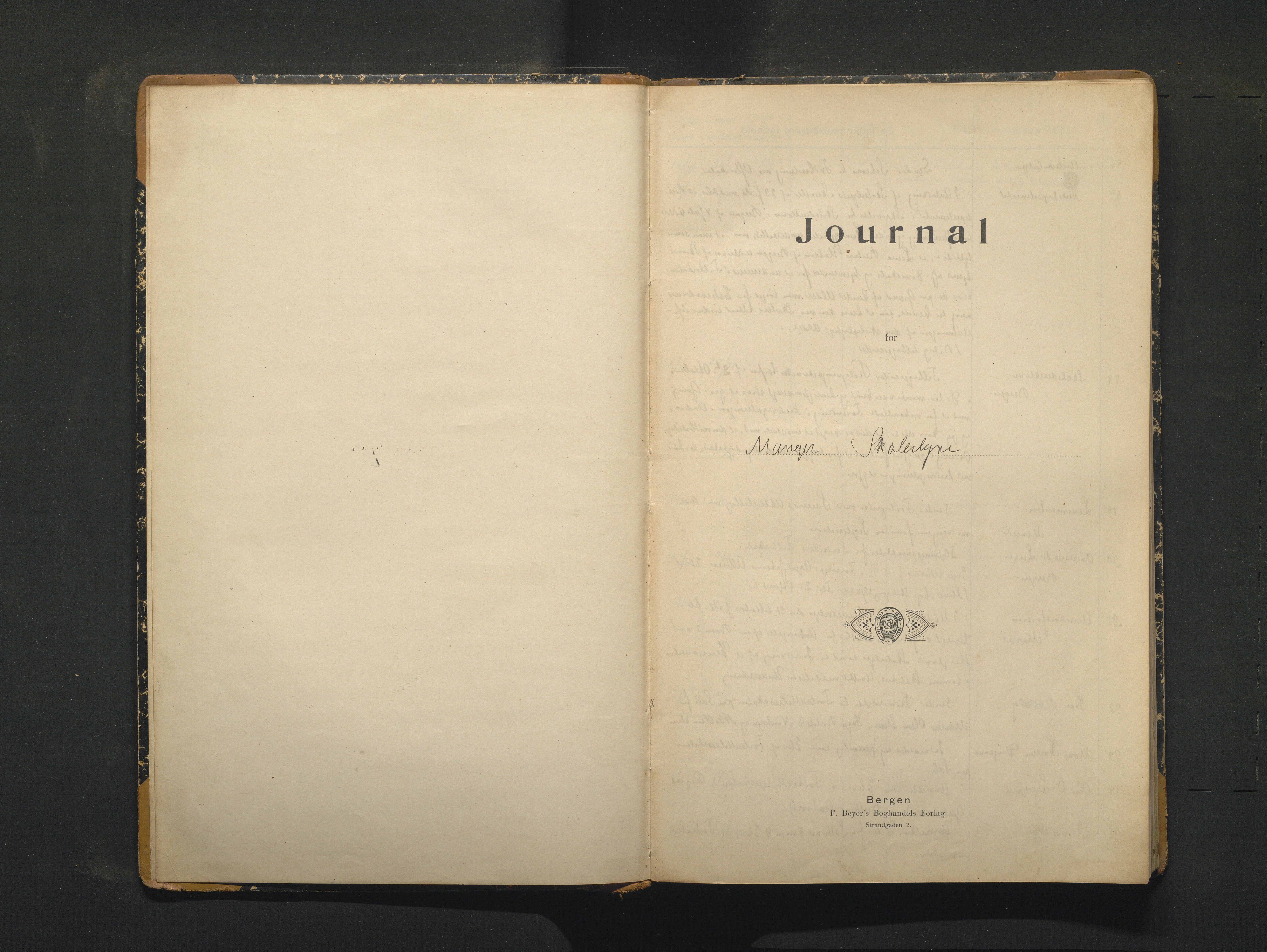 Manger kommune. Skulestyret, IKAH/1261-211/C/Ca/L0002: Journal for Manger skulestyre , 1904-1912
