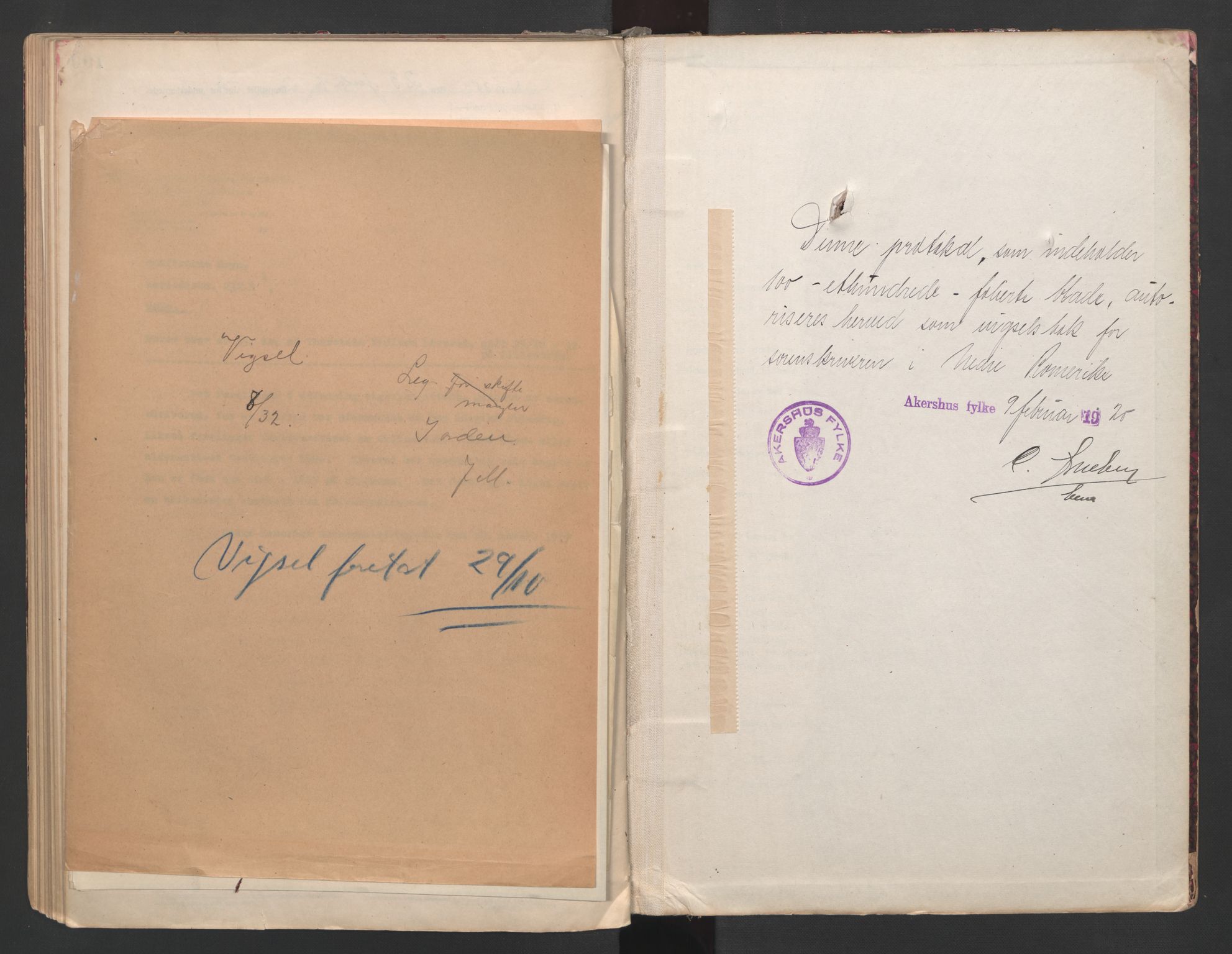 Nedre Romerike sorenskriveri, SAO/A-10469/L/Lb/L0001: Vigselsbok - borgerlige vielser, 1920-1935