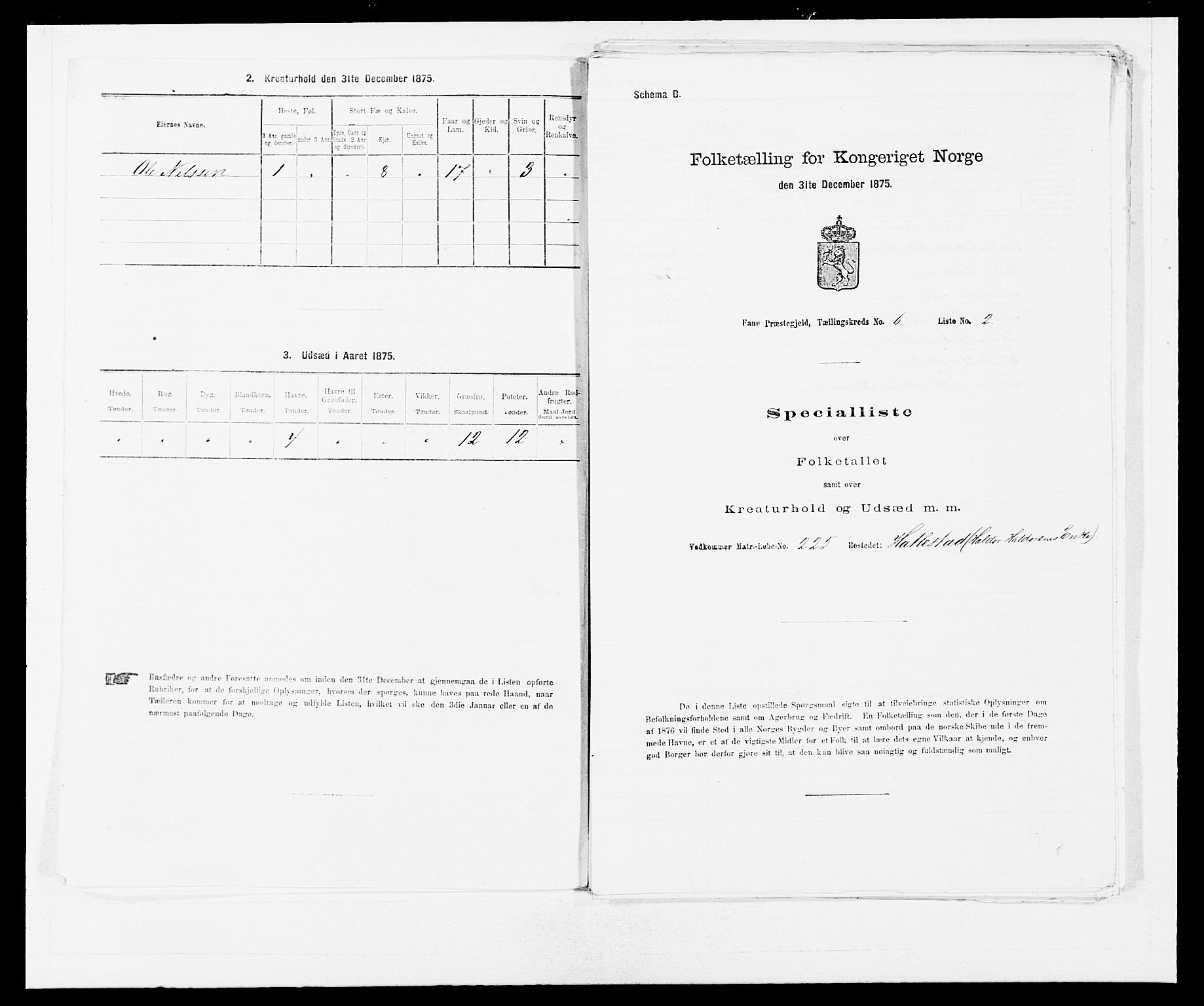 SAB, 1875 census for 1249P Fana, 1875, p. 678