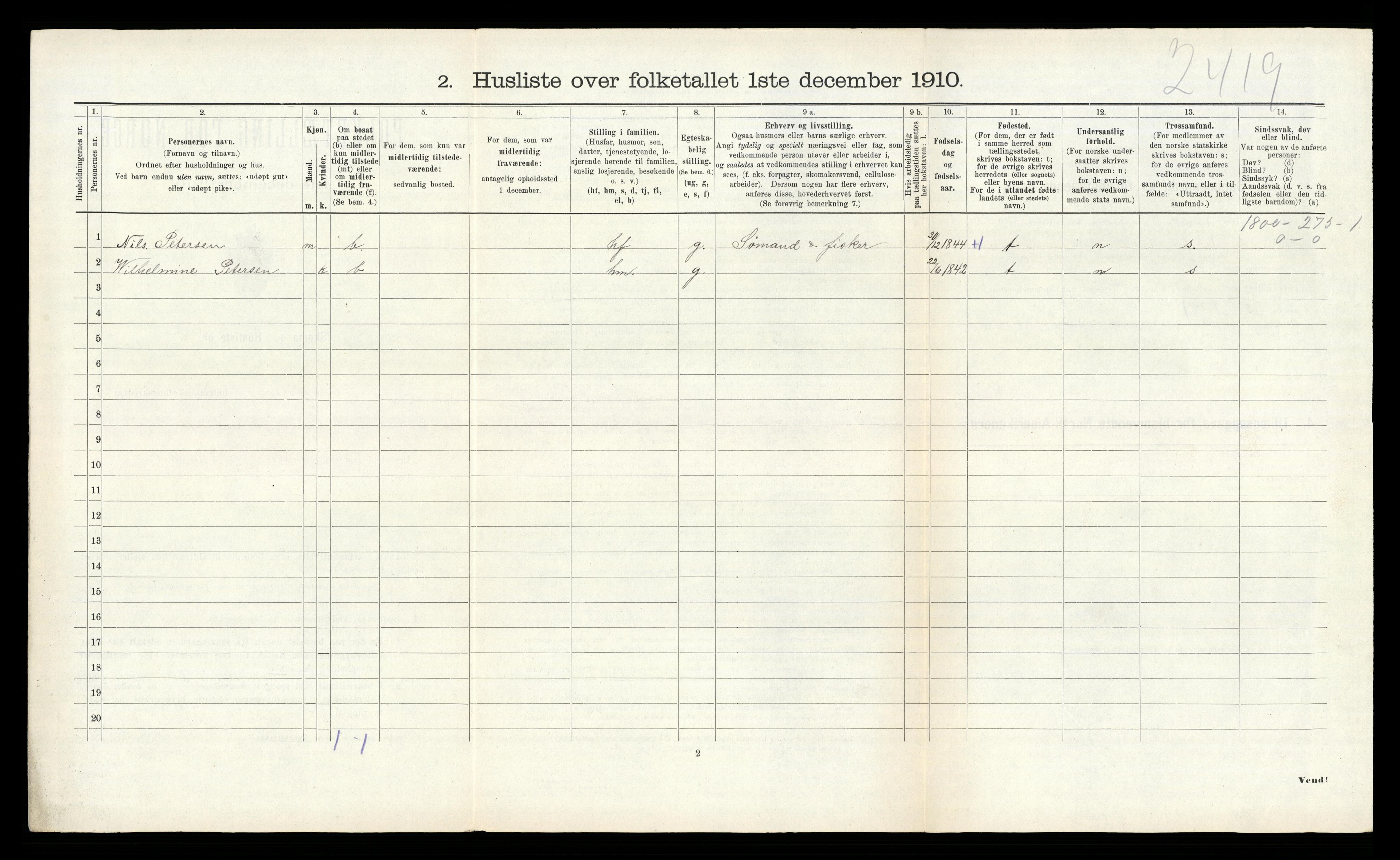 RA, 1910 census for Søgne, 1910, p. 1081