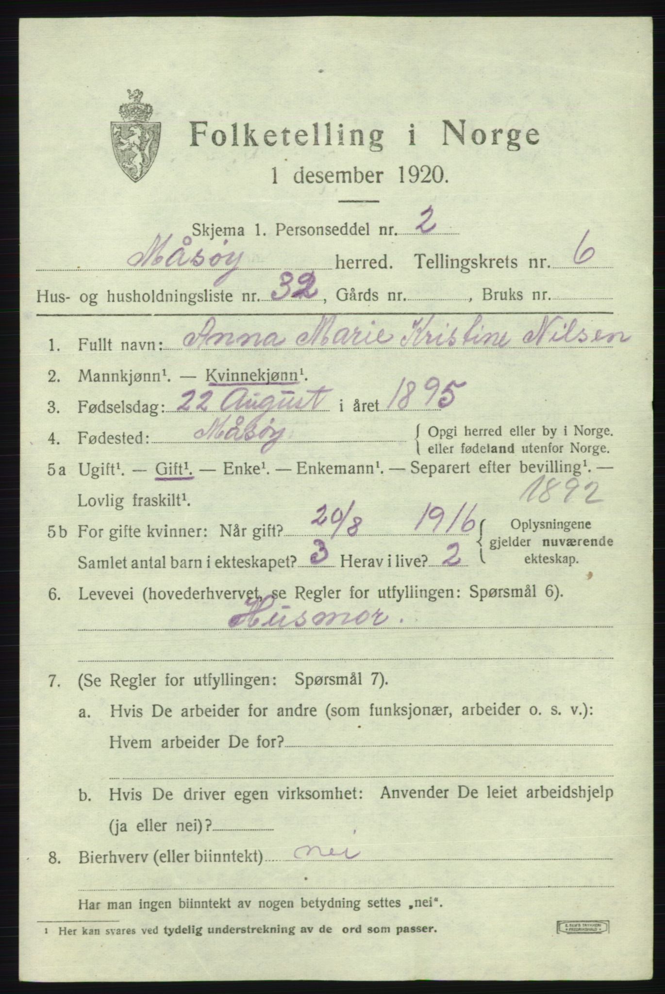SATØ, 1920 census for Måsøy, 1920, p. 3324