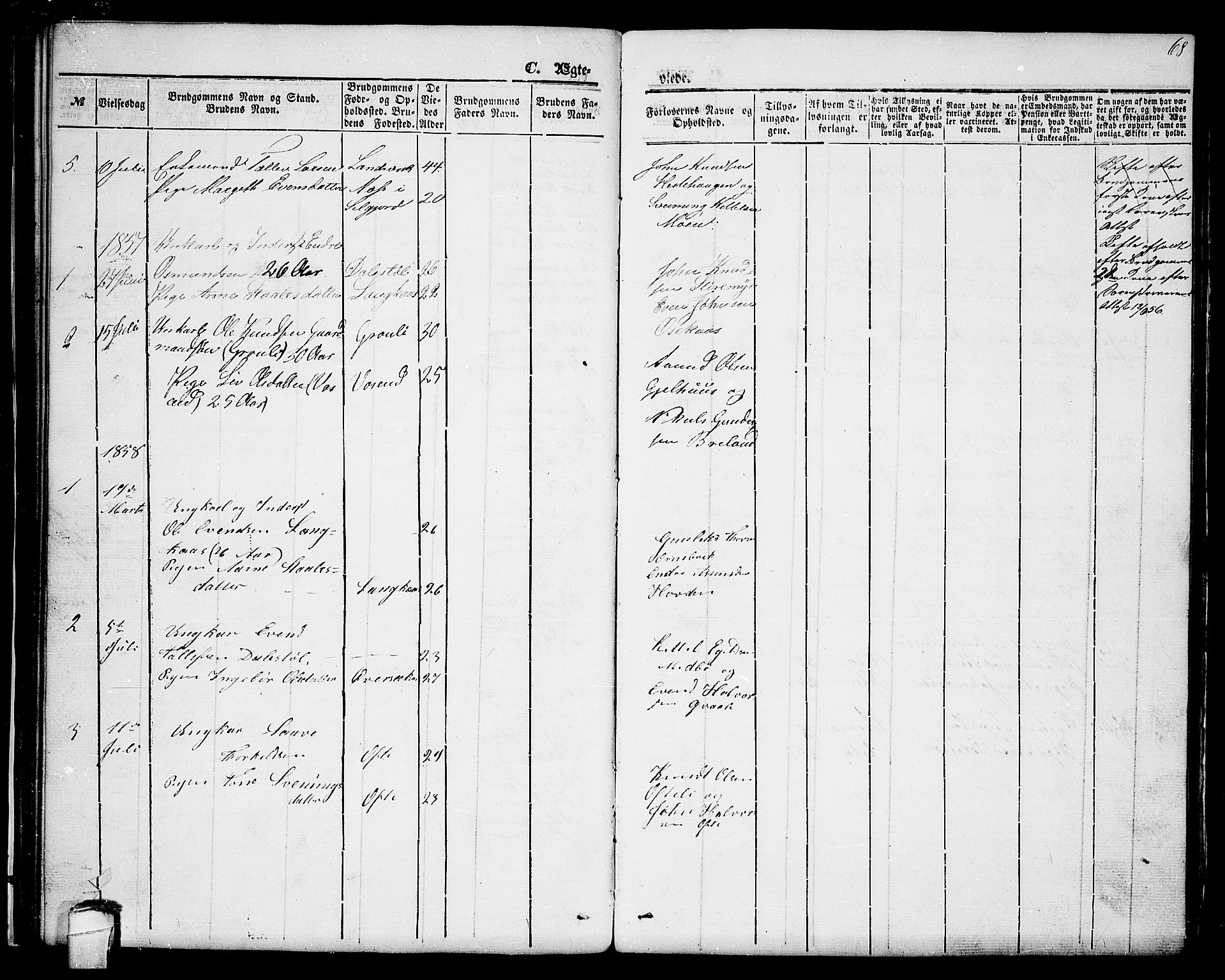 Lårdal kirkebøker, SAKO/A-284/G/Gc/L0002: Parish register (copy) no. III 2, 1852-1877, p. 68