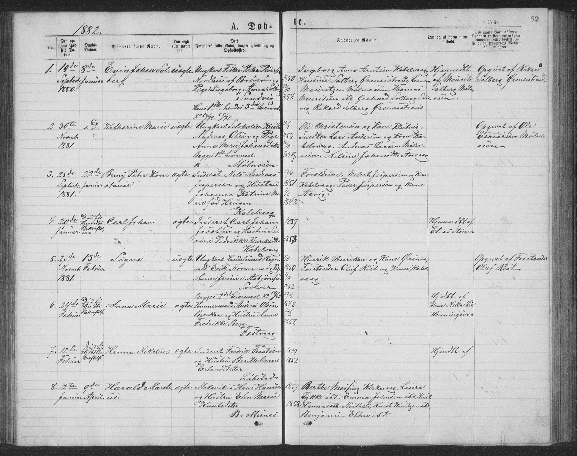 Ministerialprotokoller, klokkerbøker og fødselsregistre - Nordland, AV/SAT-A-1459/874/L1075: Parish register (copy) no. 874C04, 1876-1883, p. 82