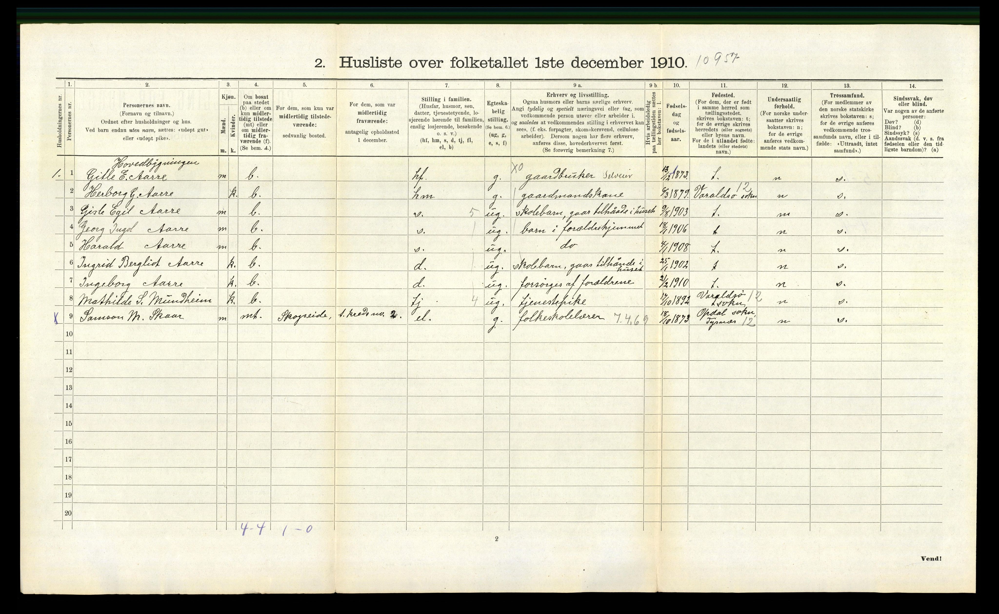 RA, 1910 census for Hålandsdal, 1910, p. 159