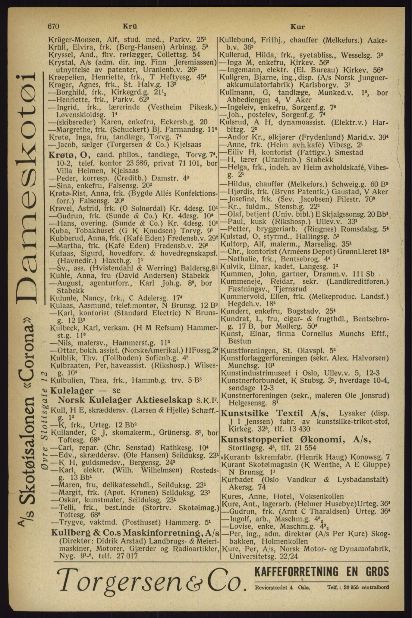 Kristiania/Oslo adressebok, PUBL/-, 1927, p. 670