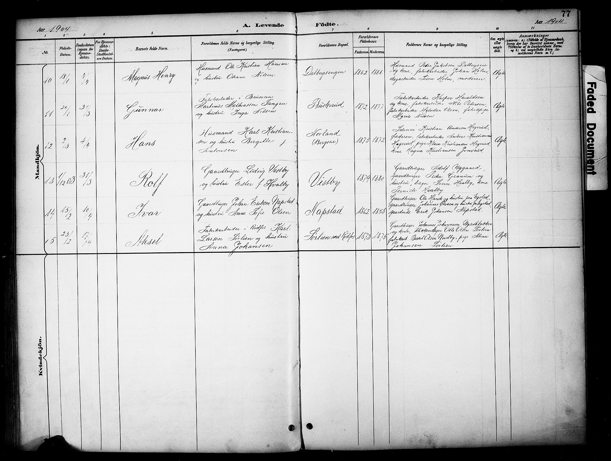 Vardal prestekontor, AV/SAH-PREST-100/H/Ha/Haa/L0012: Parish register (official) no. 12, 1893-1904, p. 77