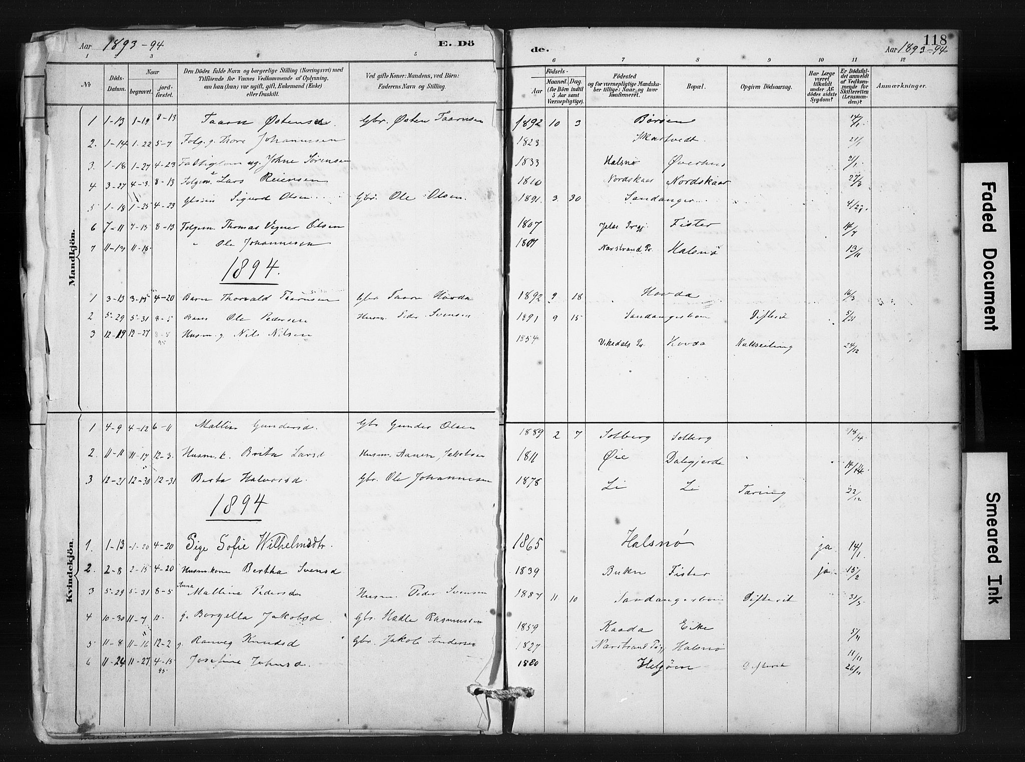 Hjelmeland sokneprestkontor, SAST/A-101843/01/IV/L0015: Parish register (official) no. A 15, 1887-1910, p. 118
