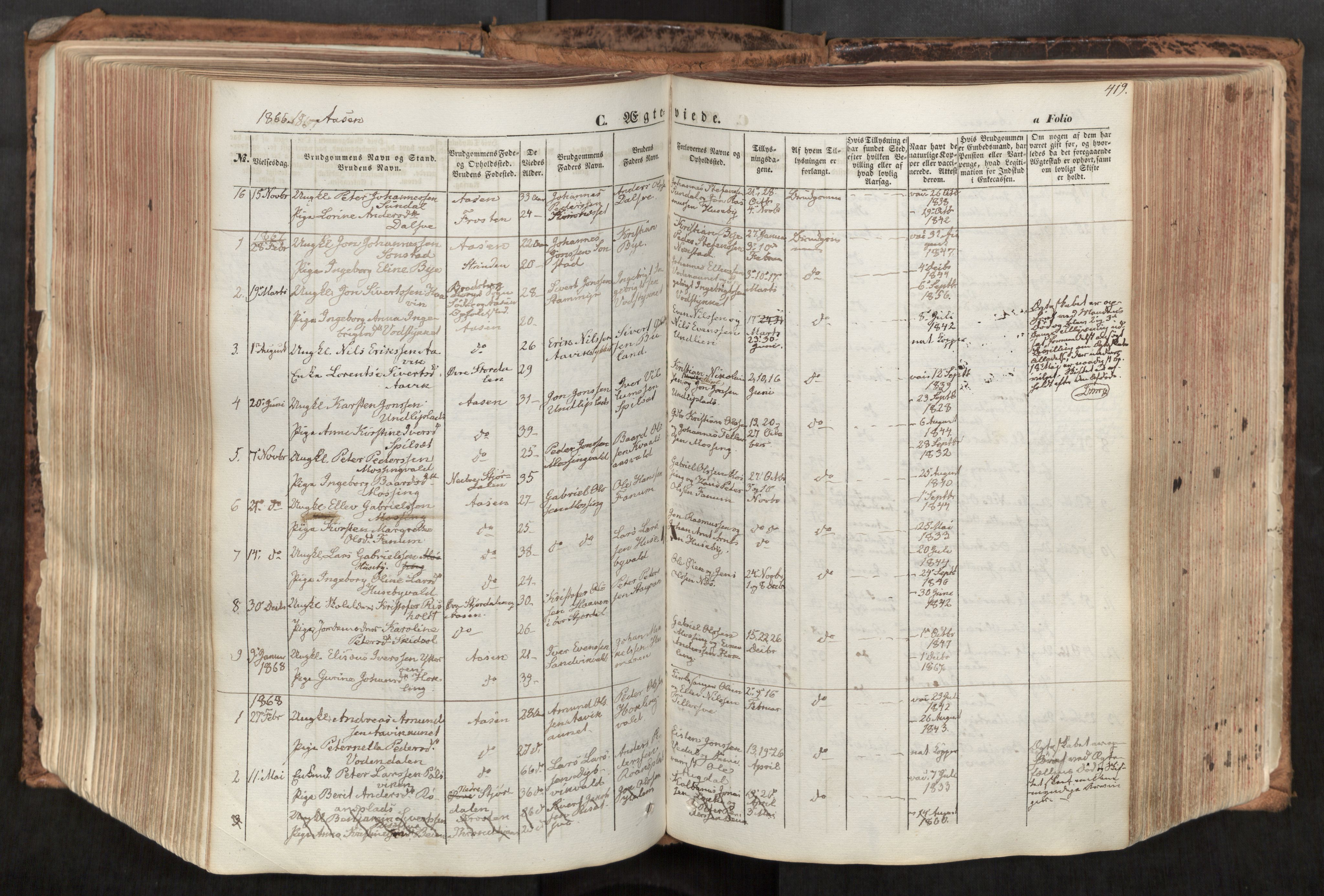 Ministerialprotokoller, klokkerbøker og fødselsregistre - Nord-Trøndelag, SAT/A-1458/713/L0116: Parish register (official) no. 713A07, 1850-1877, p. 419