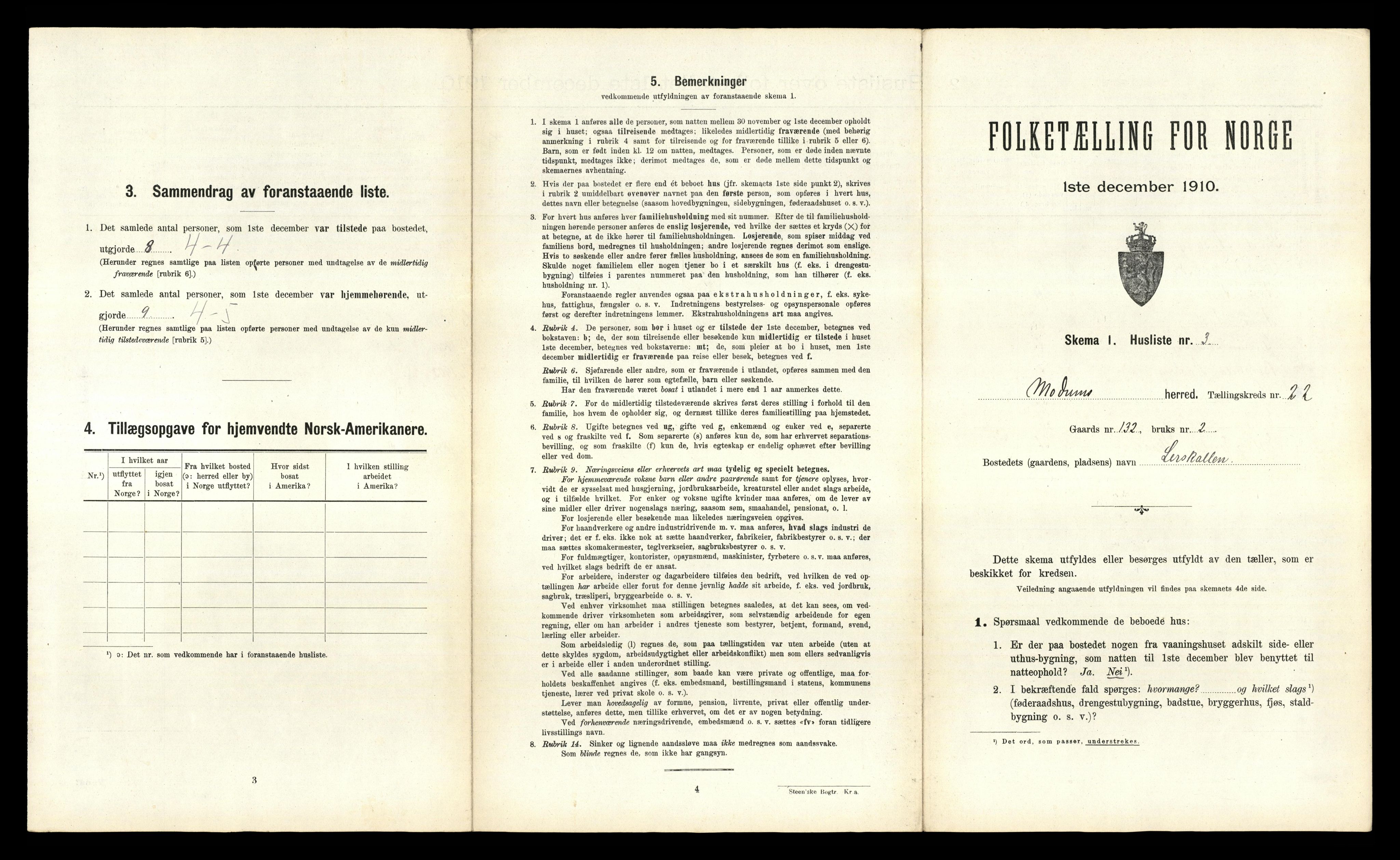 RA, 1910 census for Modum, 1910, p. 3446