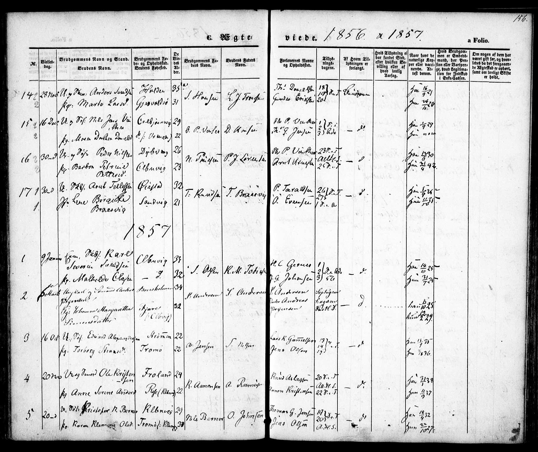 Hisøy sokneprestkontor, SAK/1111-0020/F/Fa/L0001: Parish register (official) no. A 1, 1849-1871, p. 156