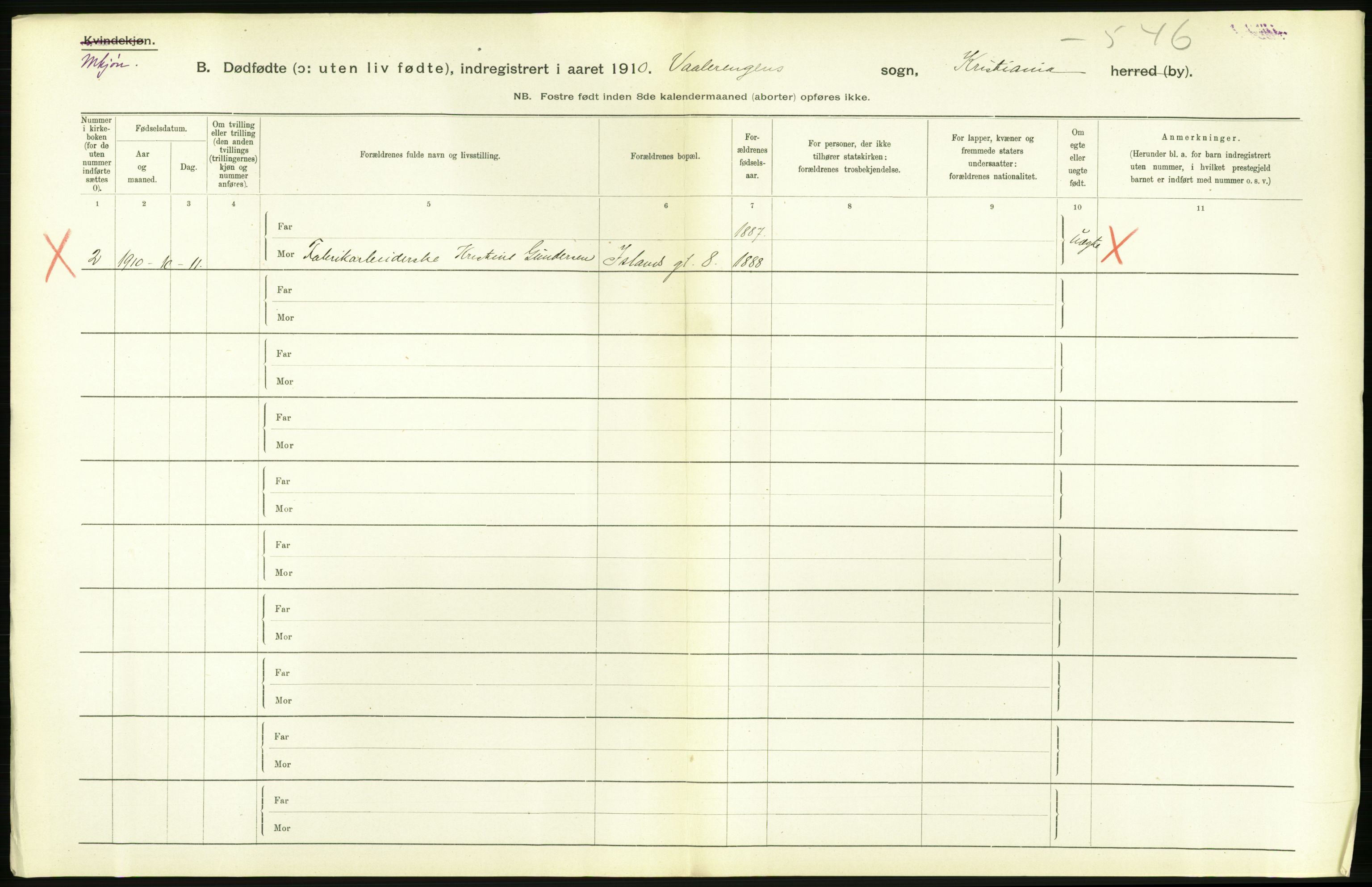 Statistisk sentralbyrå, Sosiodemografiske emner, Befolkning, AV/RA-S-2228/D/Df/Dfa/Dfah/L0009: Kristiania: Gifte og dødfødte., 1910, p. 802