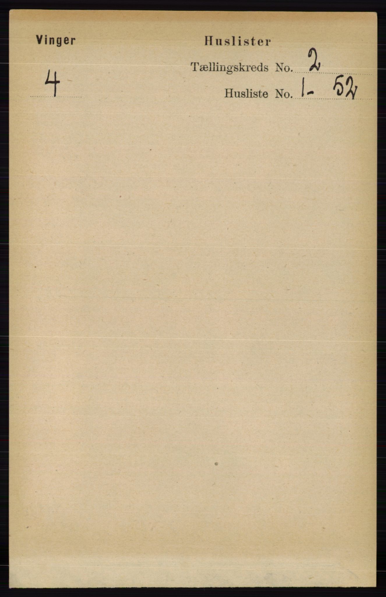 RA, 1891 census for 0421 Vinger, 1891, p. 396