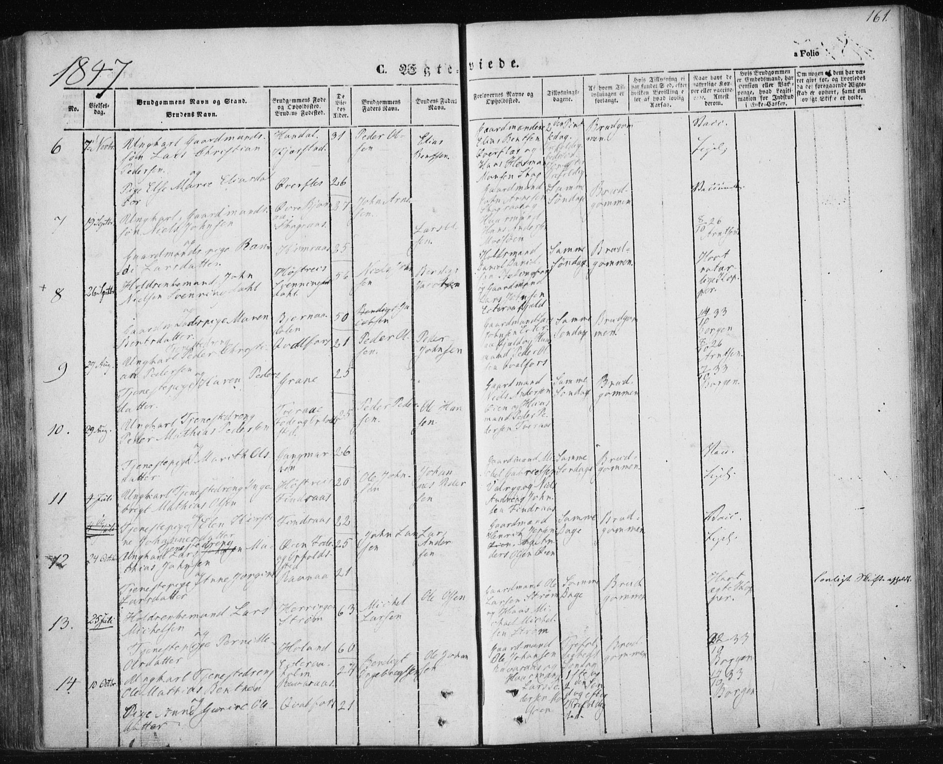 Ministerialprotokoller, klokkerbøker og fødselsregistre - Nordland, AV/SAT-A-1459/820/L0291: Parish register (official) no. 820A12, 1846-1854, p. 161