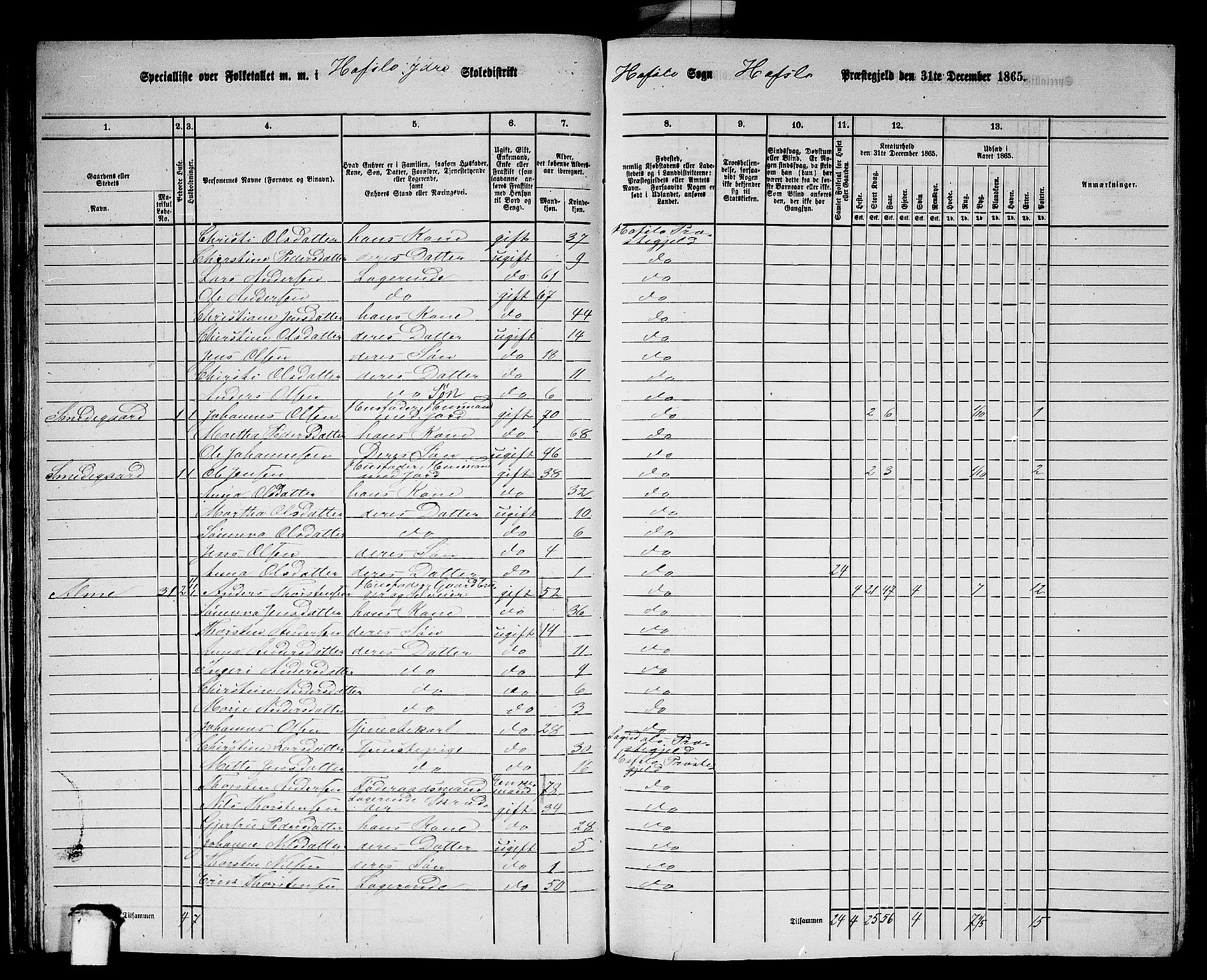 RA, 1865 census for Hafslo, 1865, p. 32