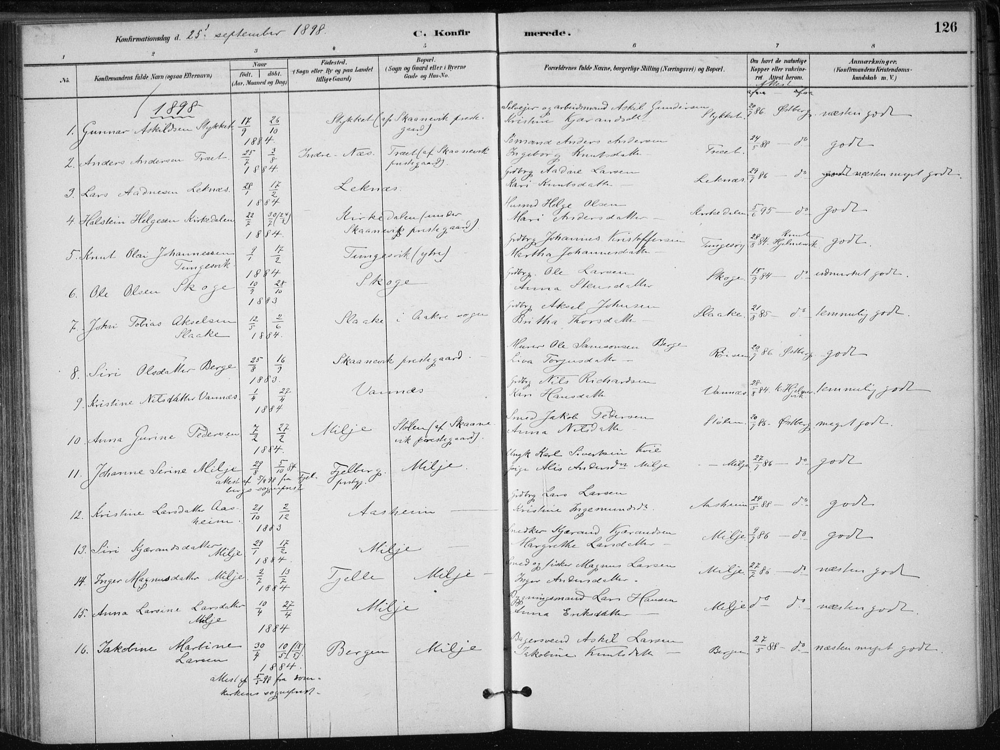 Skånevik sokneprestembete, AV/SAB-A-77801/H/Haa: Parish register (official) no. B 1, 1879-1914, p. 126