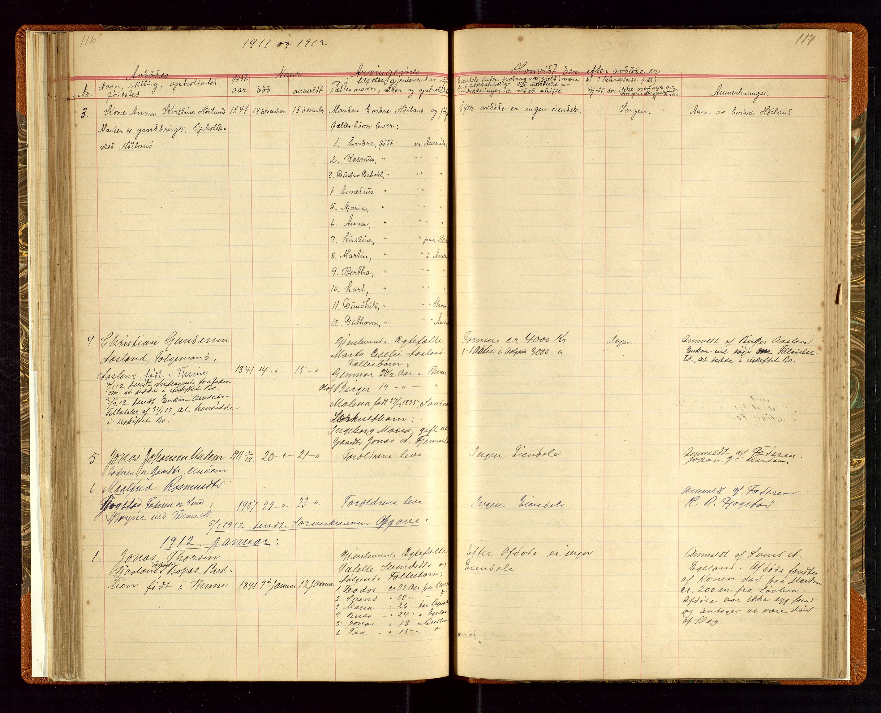 Time lensmannskontor, AV/SAST-A-100420/Gga/L0001: Dødsfallprotokoll m/alfabetisk register, 1880-1921, p. 116-117