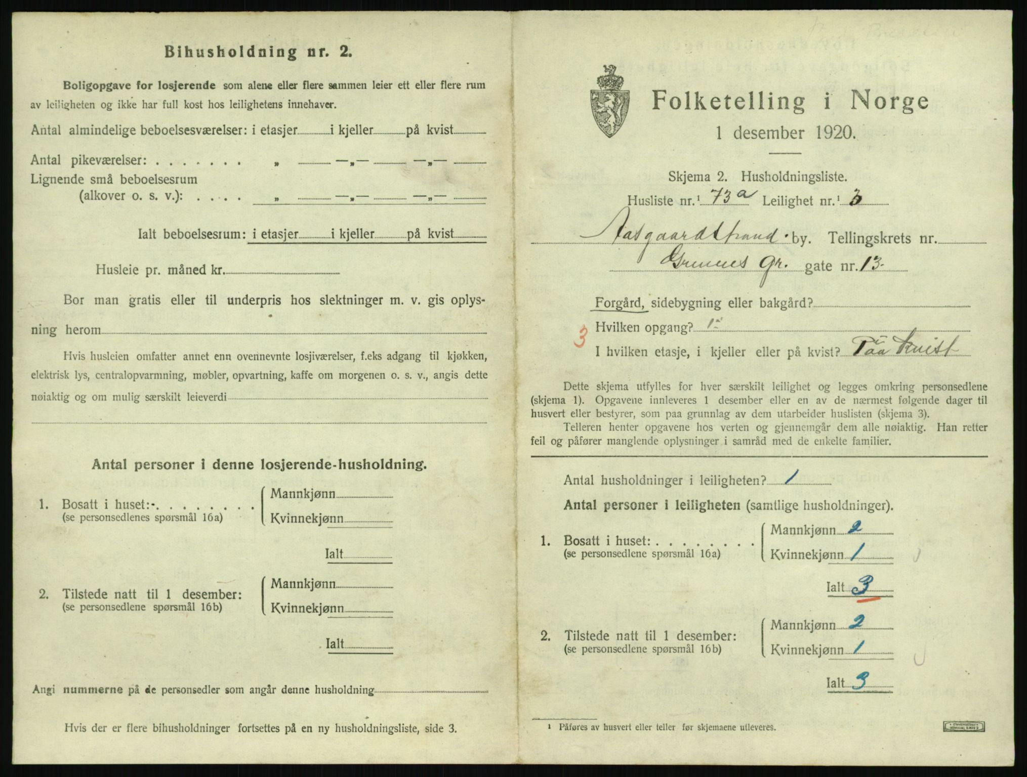 SAKO, 1920 census for Åsgårdstrand, 1920, p. 501