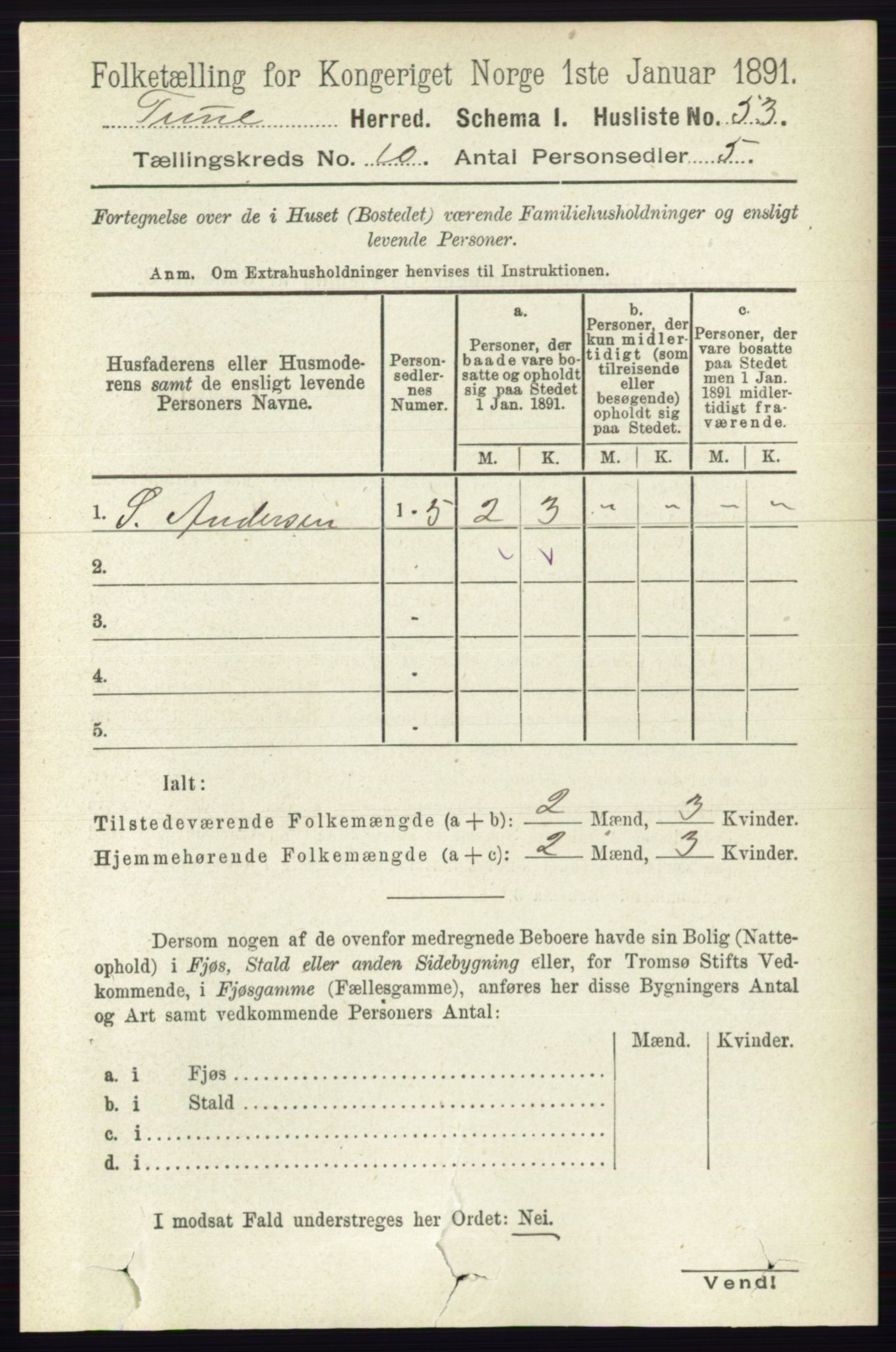 RA, 1891 census for 0130 Tune, 1891, p. 6557