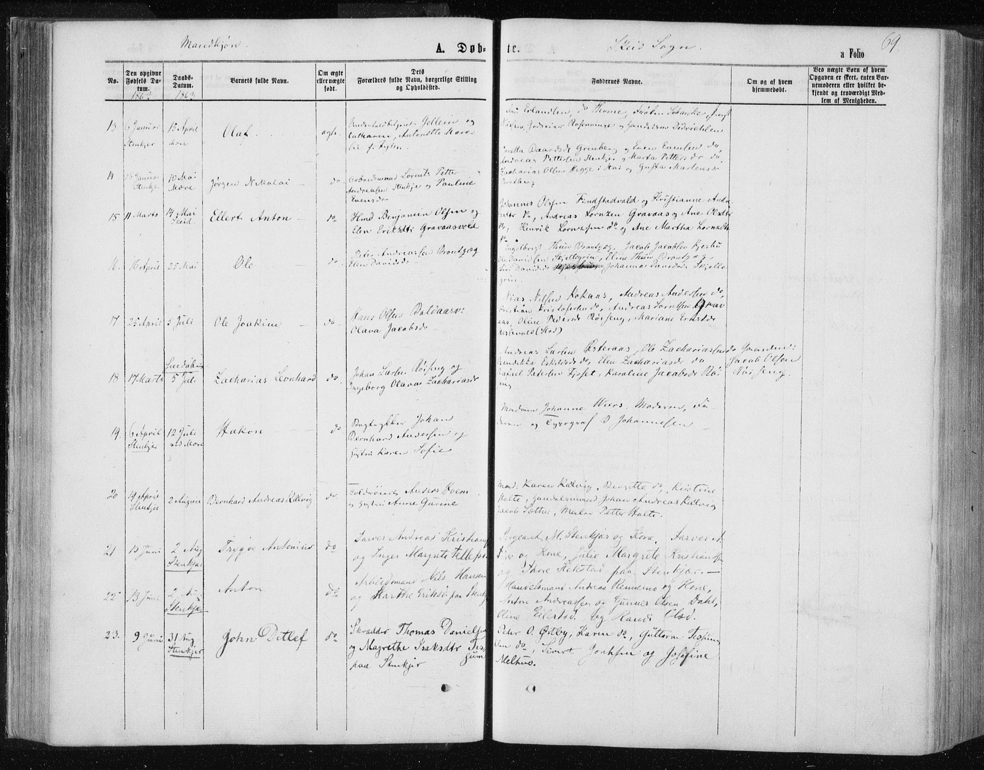 Ministerialprotokoller, klokkerbøker og fødselsregistre - Nord-Trøndelag, AV/SAT-A-1458/735/L0345: Parish register (official) no. 735A08 /2, 1863-1872, p. 69