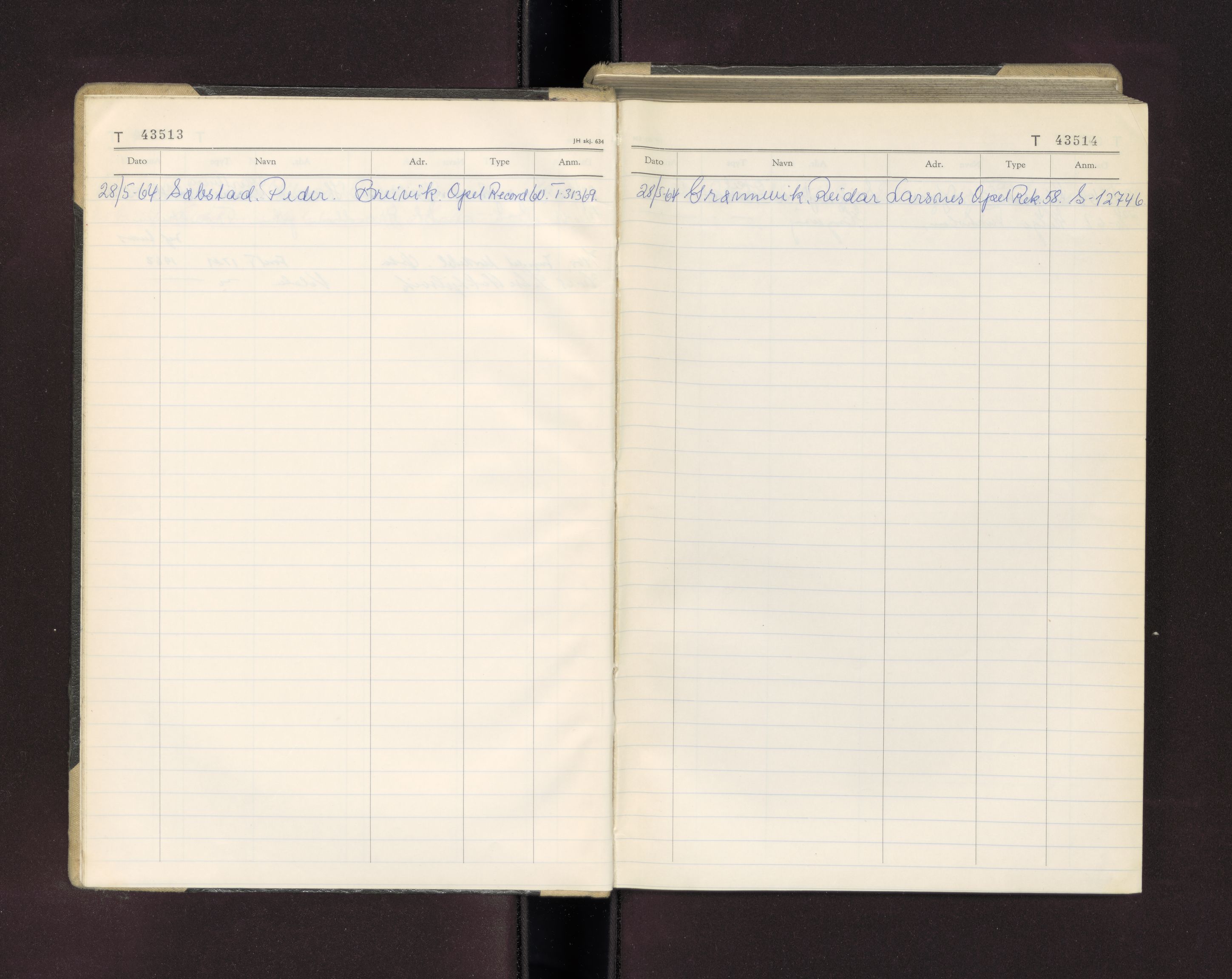 Møre og Romsdal vegkontor - Ålesund trafikkstasjon, AV/SAT-A-4099/F/Fc/L0040: Bilregister; T 43500 - T 43999, 1960-1970