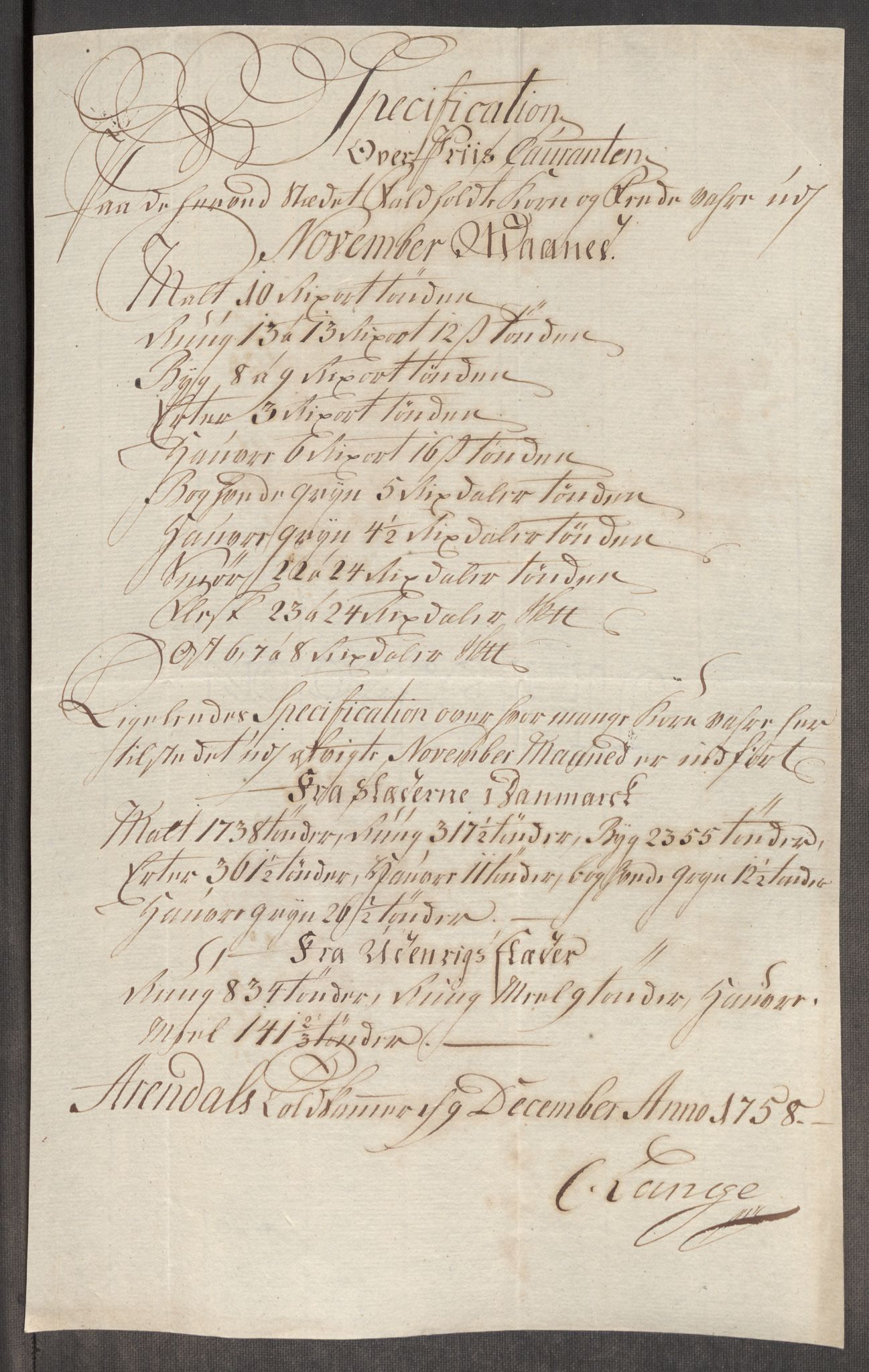 Rentekammeret inntil 1814, Realistisk ordnet avdeling, AV/RA-EA-4070/Oe/L0006: [Ø1]: Priskuranter, 1758-1760, p. 264