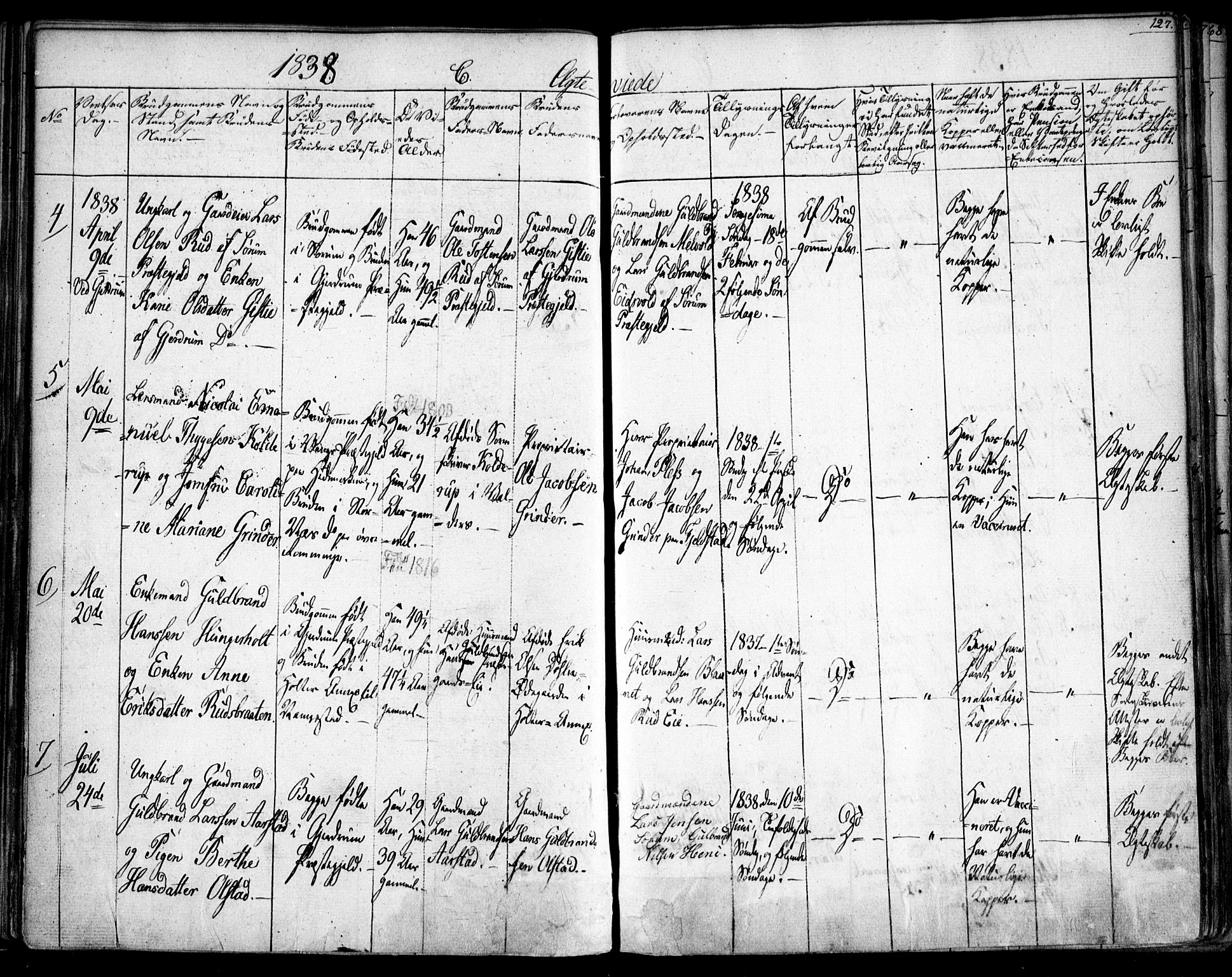 Gjerdrum prestekontor Kirkebøker, AV/SAO-A-10412b/F/Fa/L0005: Parish register (official) no. I 5, 1835-1845, p. 127