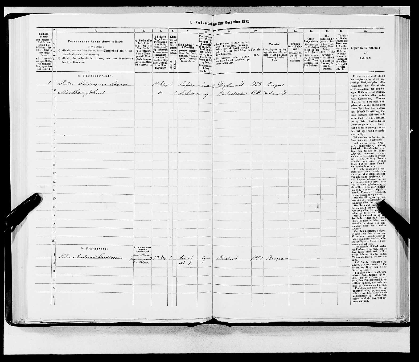 SAB, 1875 census for 1301 Bergen, 1875, p. 196