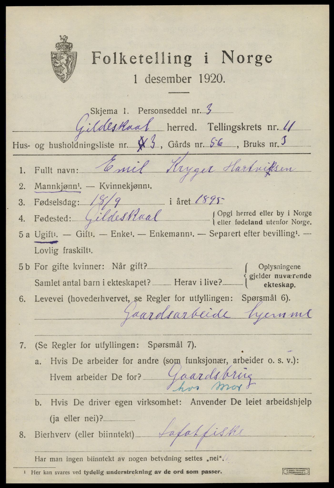 SAT, 1920 census for Gildeskål, 1920, p. 6842