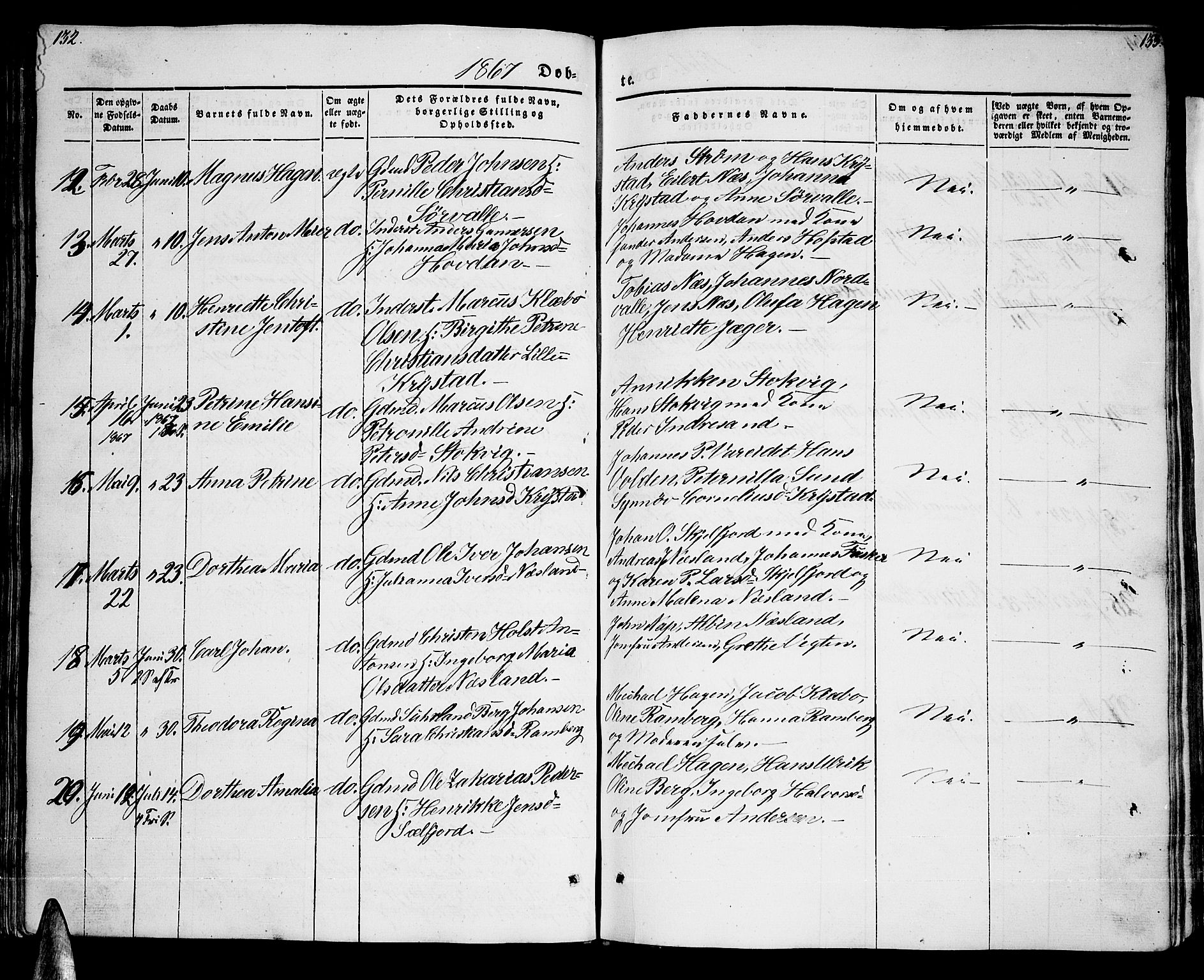 Ministerialprotokoller, klokkerbøker og fødselsregistre - Nordland, AV/SAT-A-1459/885/L1212: Parish register (copy) no. 885C01, 1847-1873, p. 132-133