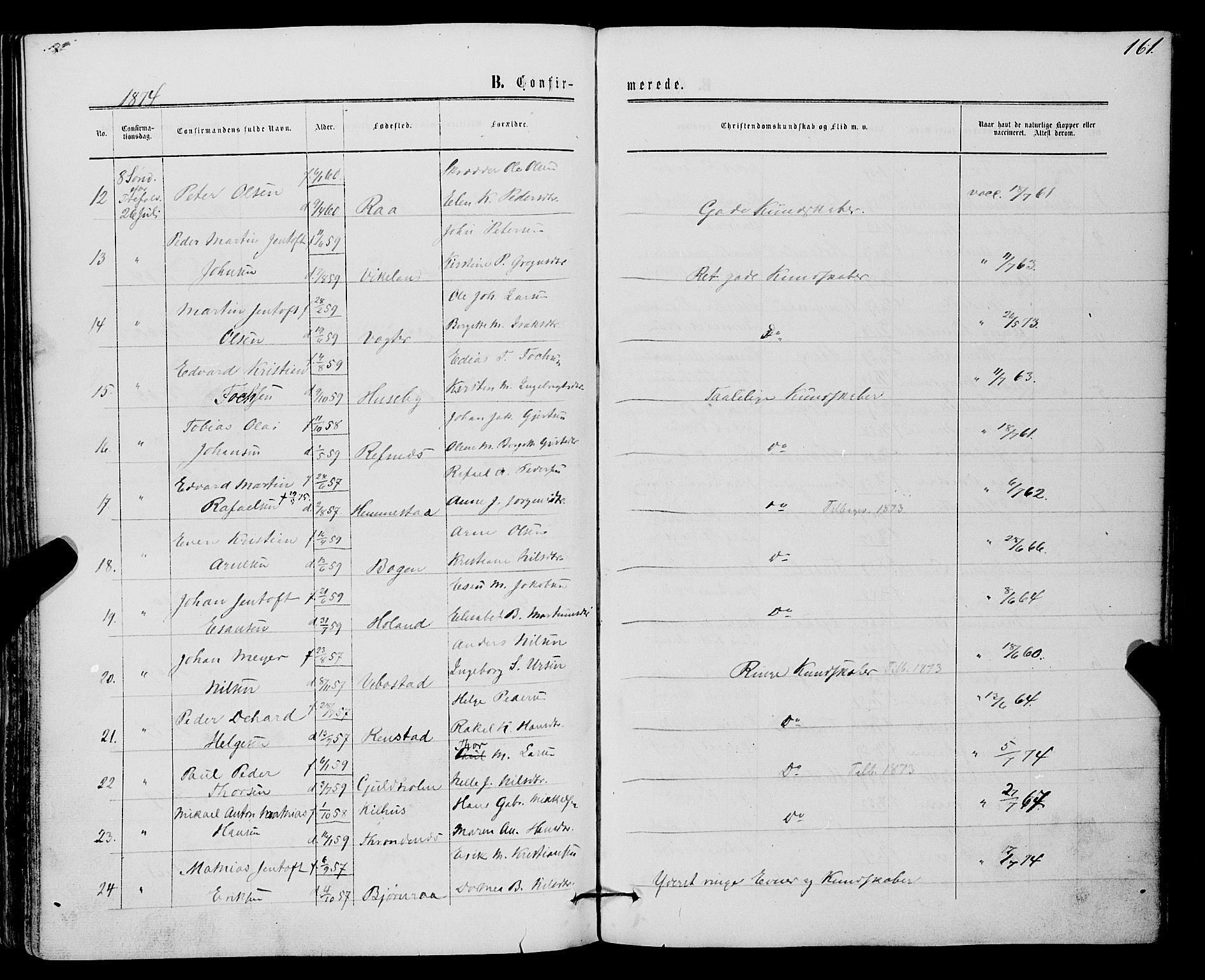 Kvæfjord sokneprestkontor, AV/SATØ-S-1323/G/Ga/Gaa/L0004kirke: Parish register (official) no. 4, 1857-1877, p. 161