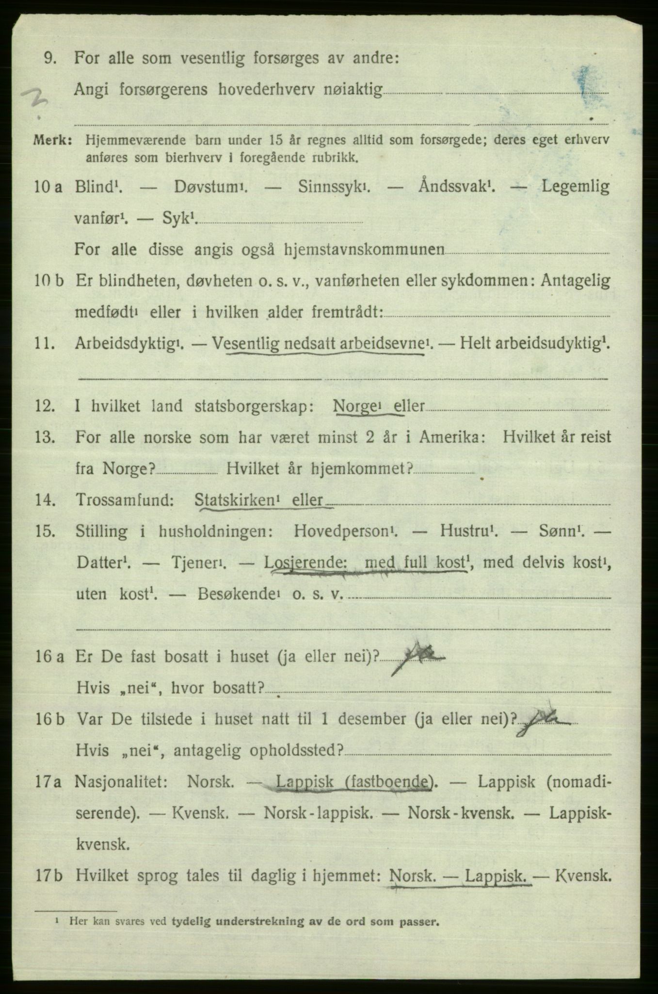 SATØ, 1920 census for Tana, 1920, p. 1163