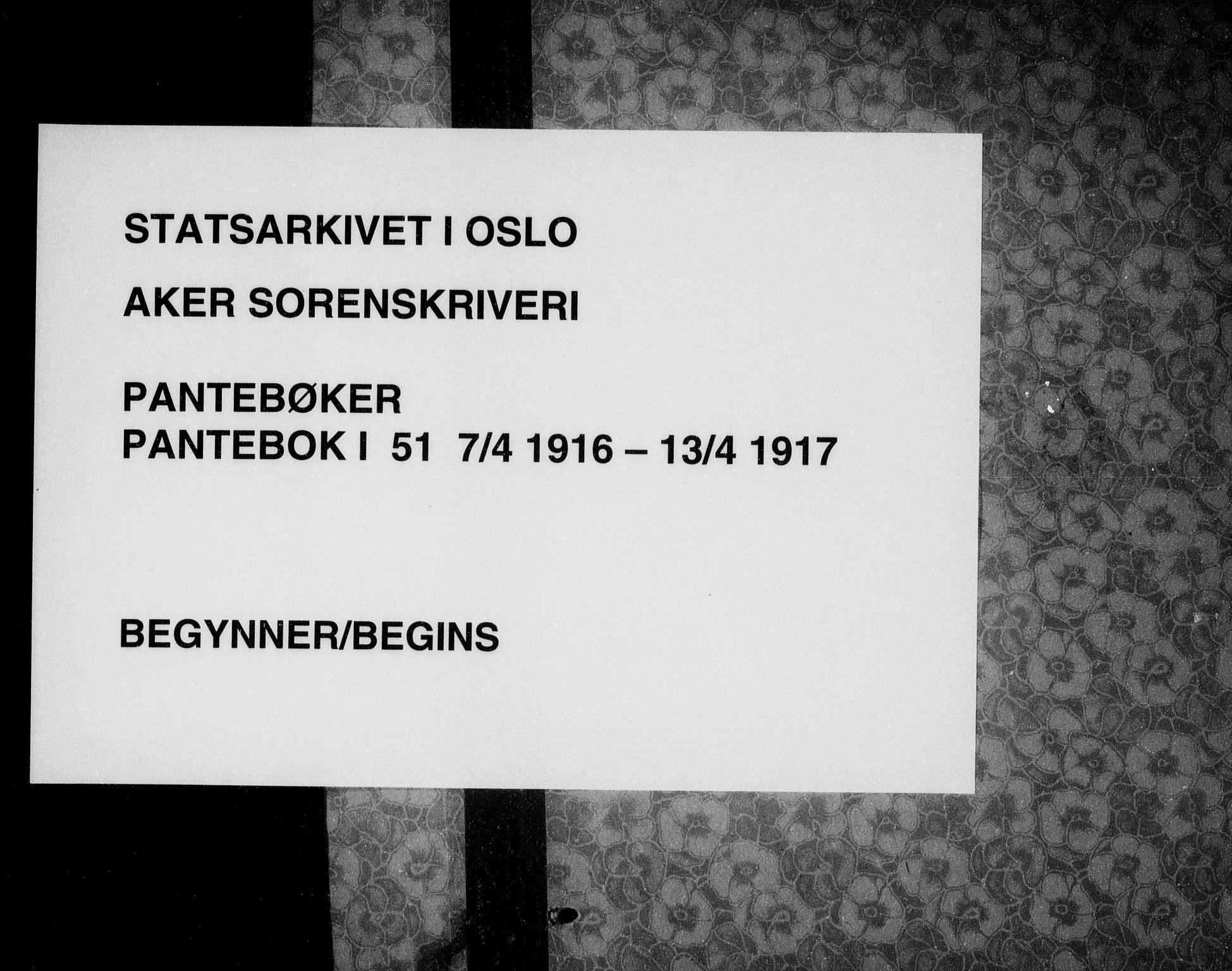 Aker sorenskriveri, SAO/A-10895/G/Gb/Gba/L0051: Mortgage book no. I 51, 1916-1917