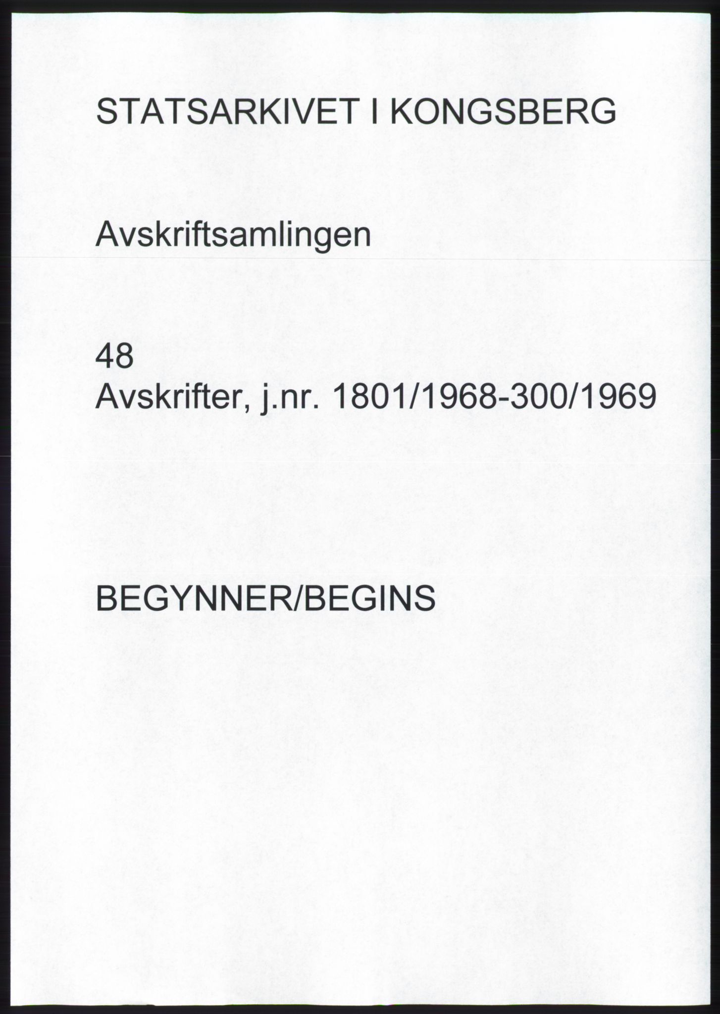 Statsarkivet i Kongsberg, SAKO/A-0001, 1968-1969, p. 1
