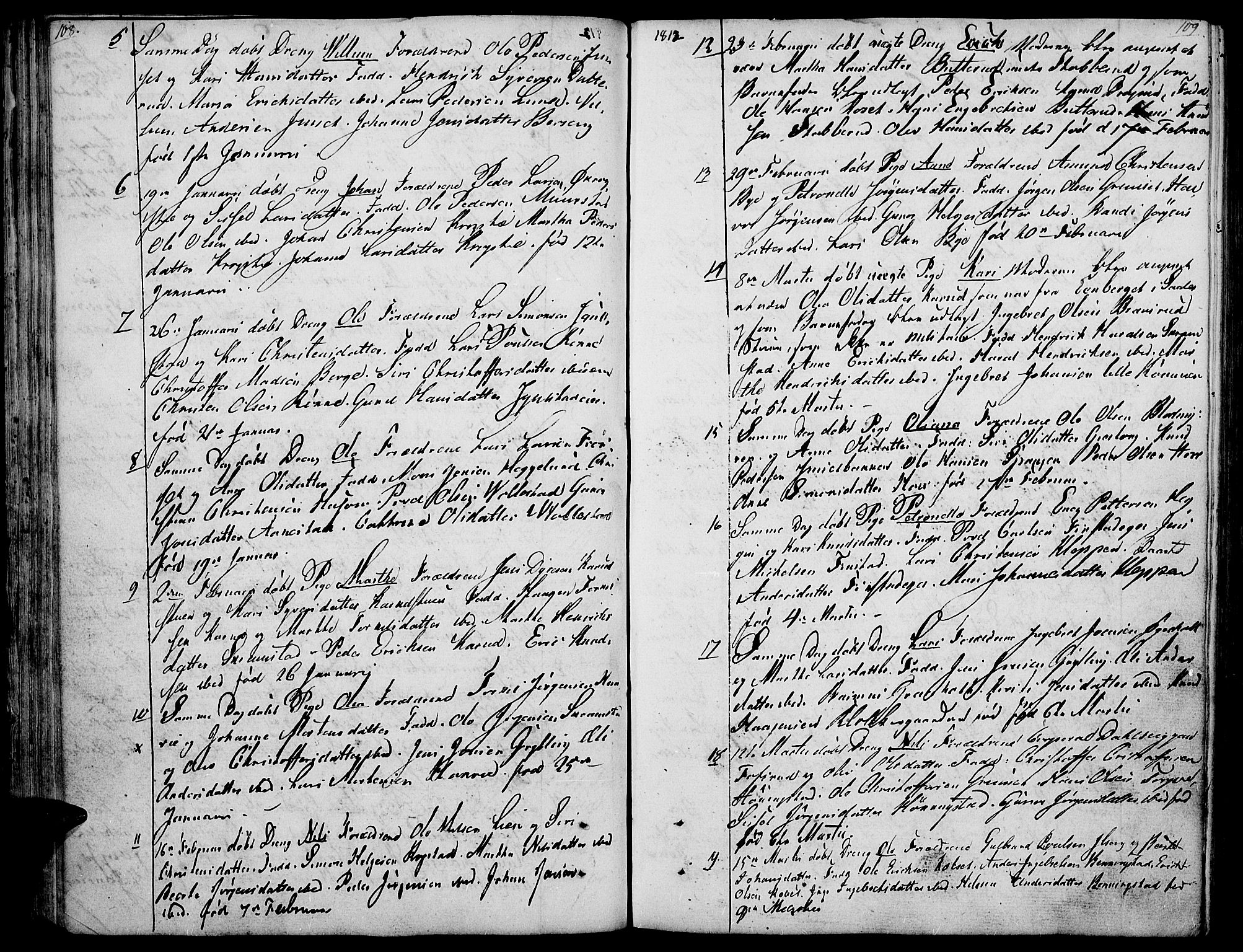 Løten prestekontor, AV/SAH-PREST-022/K/Ka/L0004: Parish register (official) no. 4, 1801-1814, p. 108-109